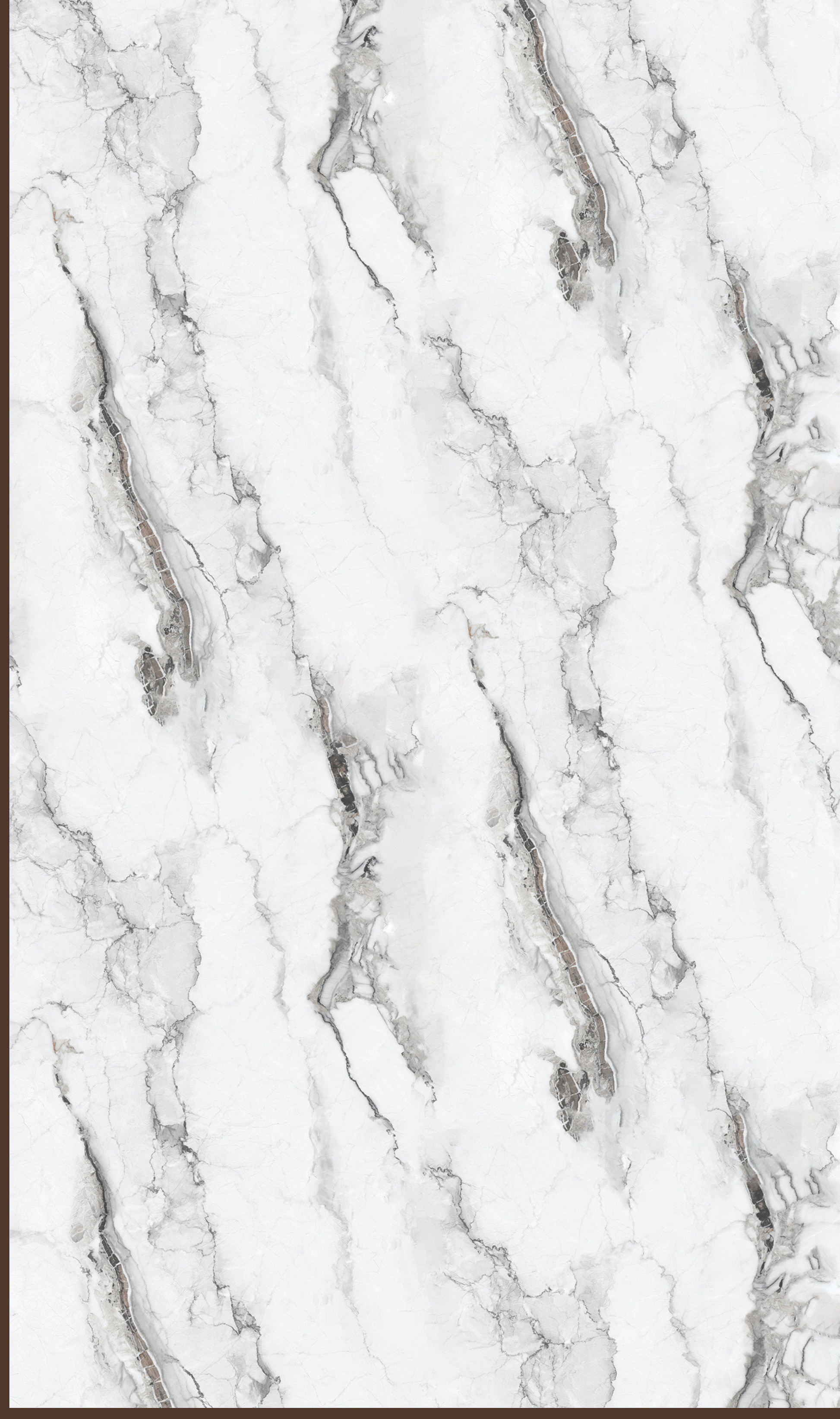 Way To Zero Arctic Silver Marble digital laminate, a crisp white marble with fine grey veining and subtle copper flecks