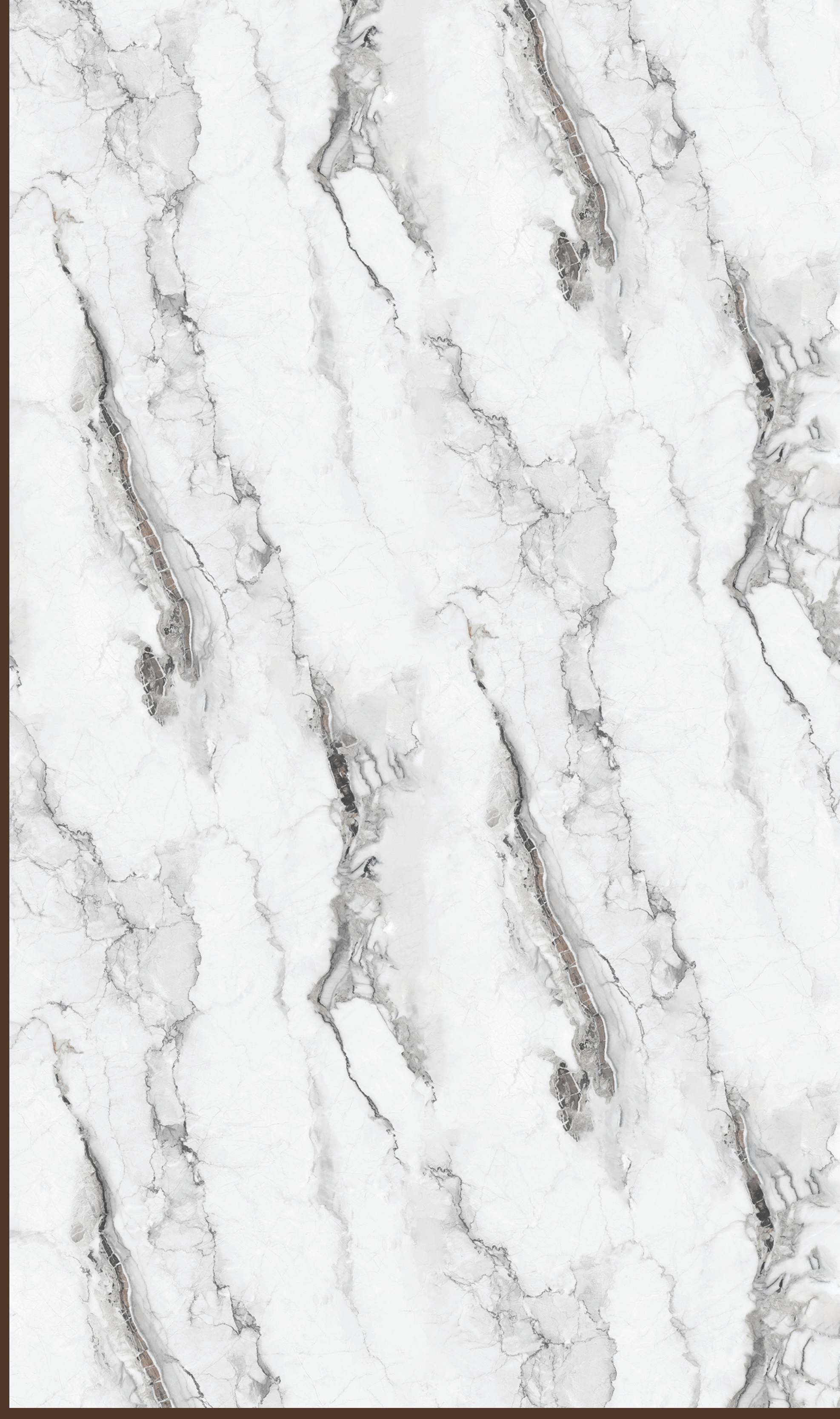 Way To Zero Arctic Silver Marble digital laminate, a crisp white marble with fine grey veining and subtle copper flecks