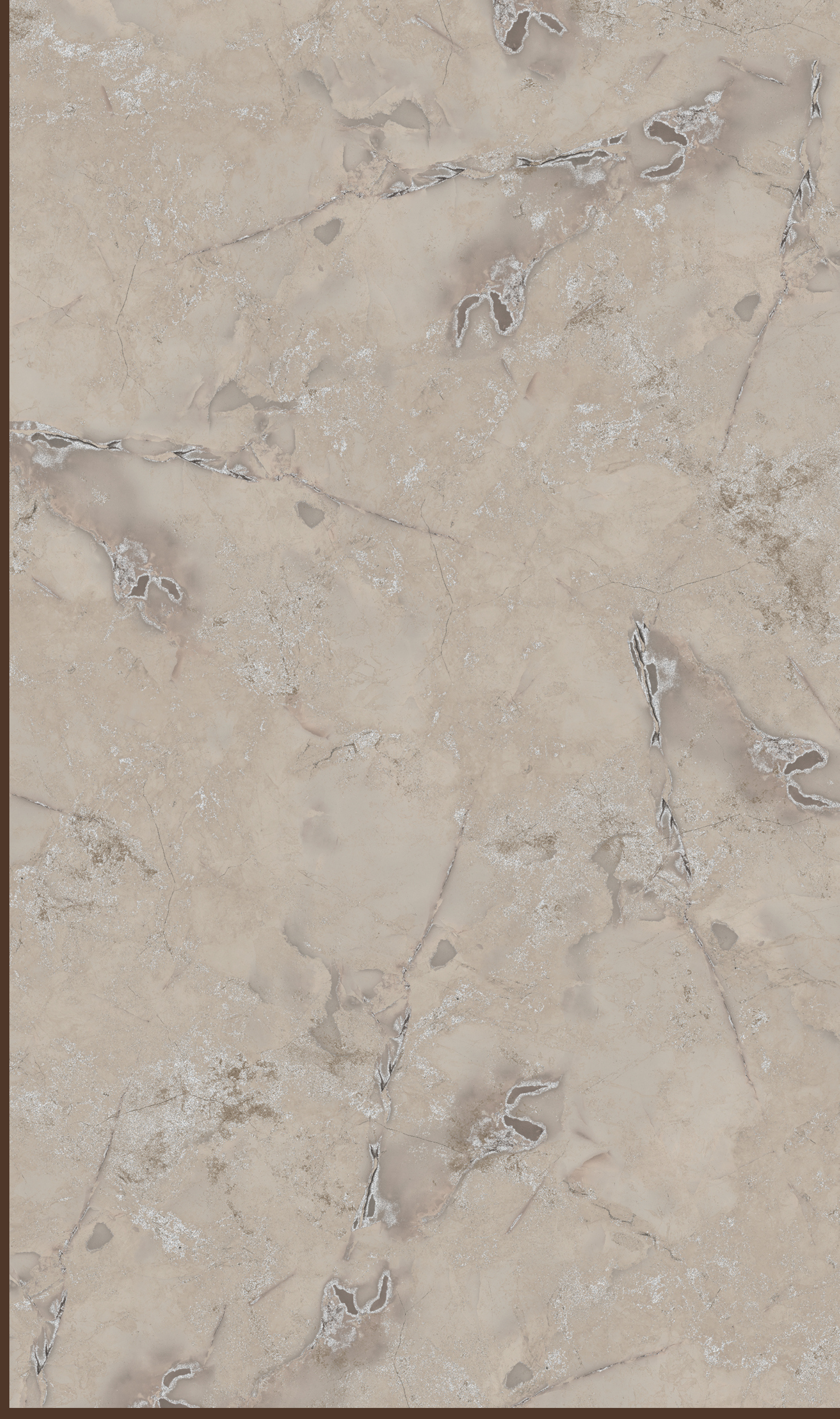 Way To Zero Taupe Cloud Marble digital laminate, a soft taupe-beige marble with cloudy patches and fine silver veining, in a structured matte finish