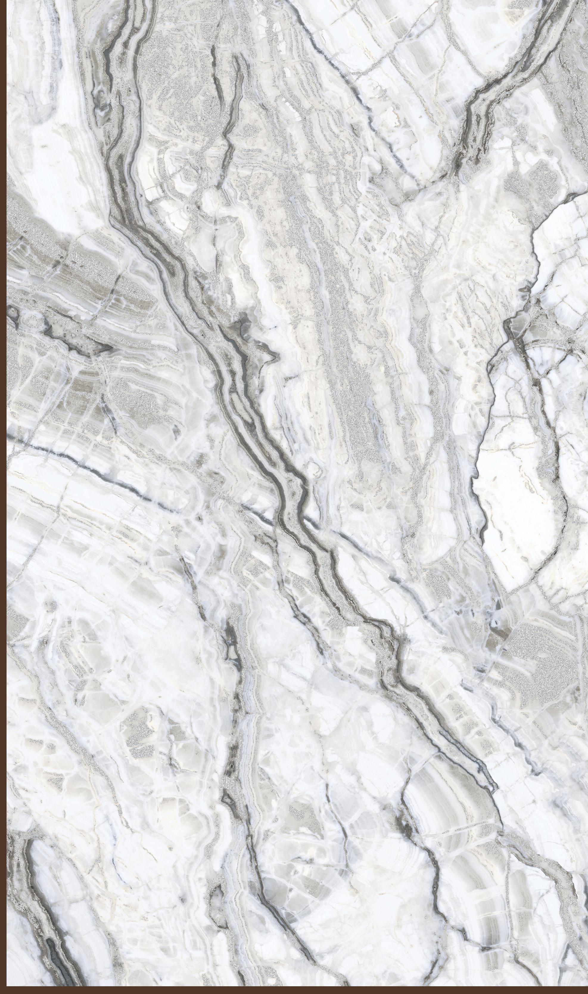 Way To Zero Glacier Vein Marble digital laminate, a white-grey marble with bold flowing grey veins, in a structured matte finish