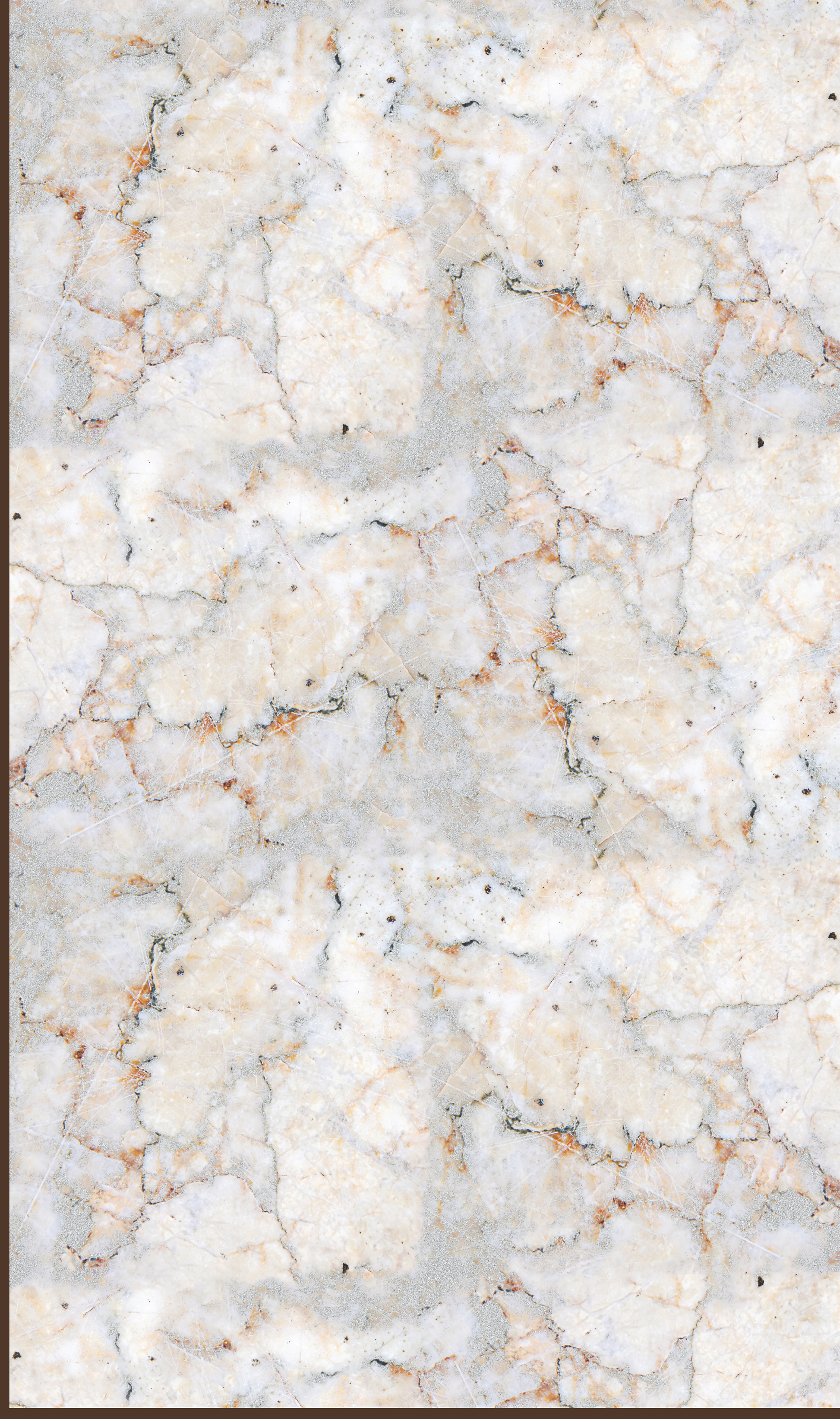 Way To Zero Sunrise Quartz Marble digital laminate, a white-beige marble with warm orange-brown veining and quartz-like flecks