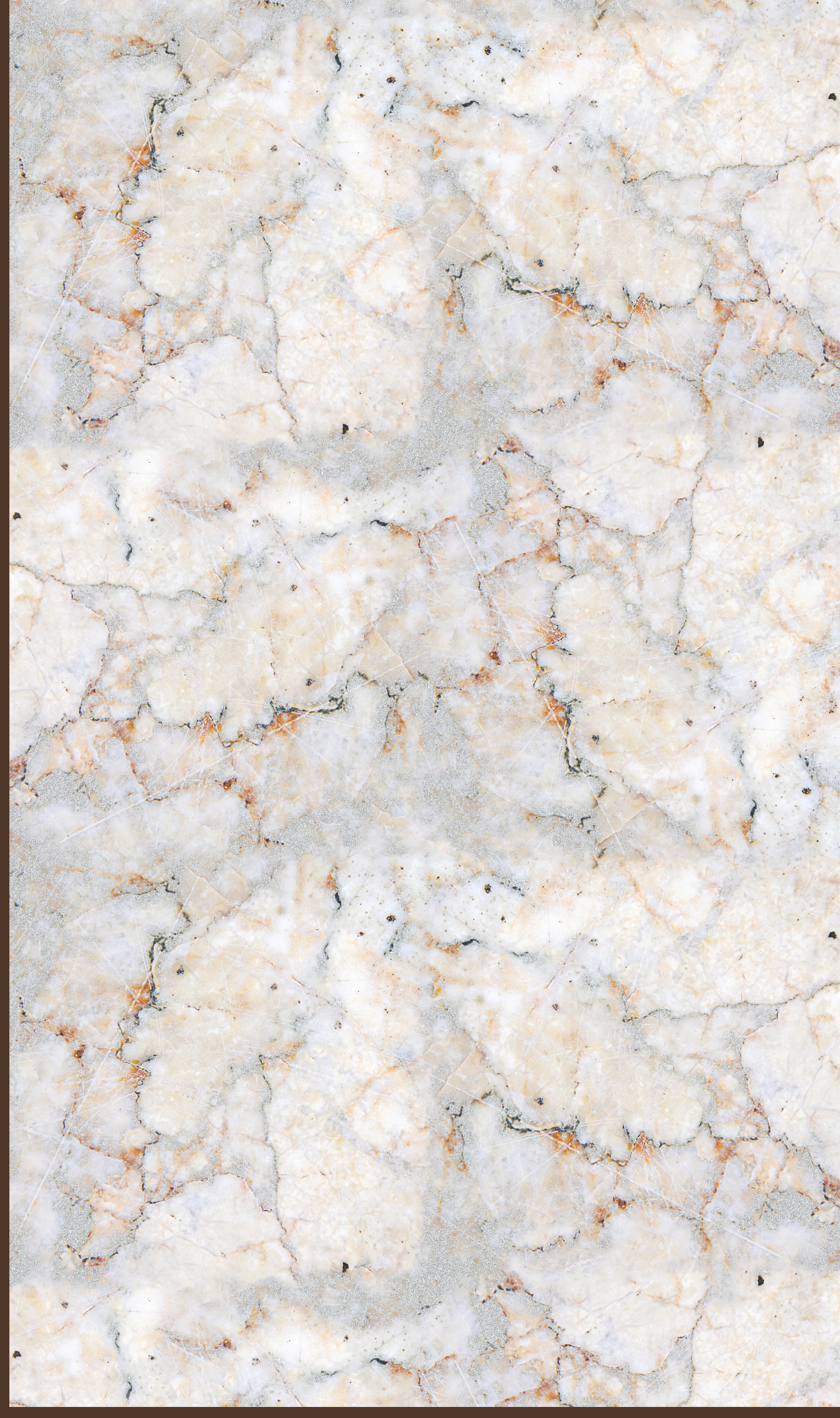 Way To Zero Sunrise Quartz Marble digital laminate, a white-beige marble with warm orange-brown veining and quartz-like flecks