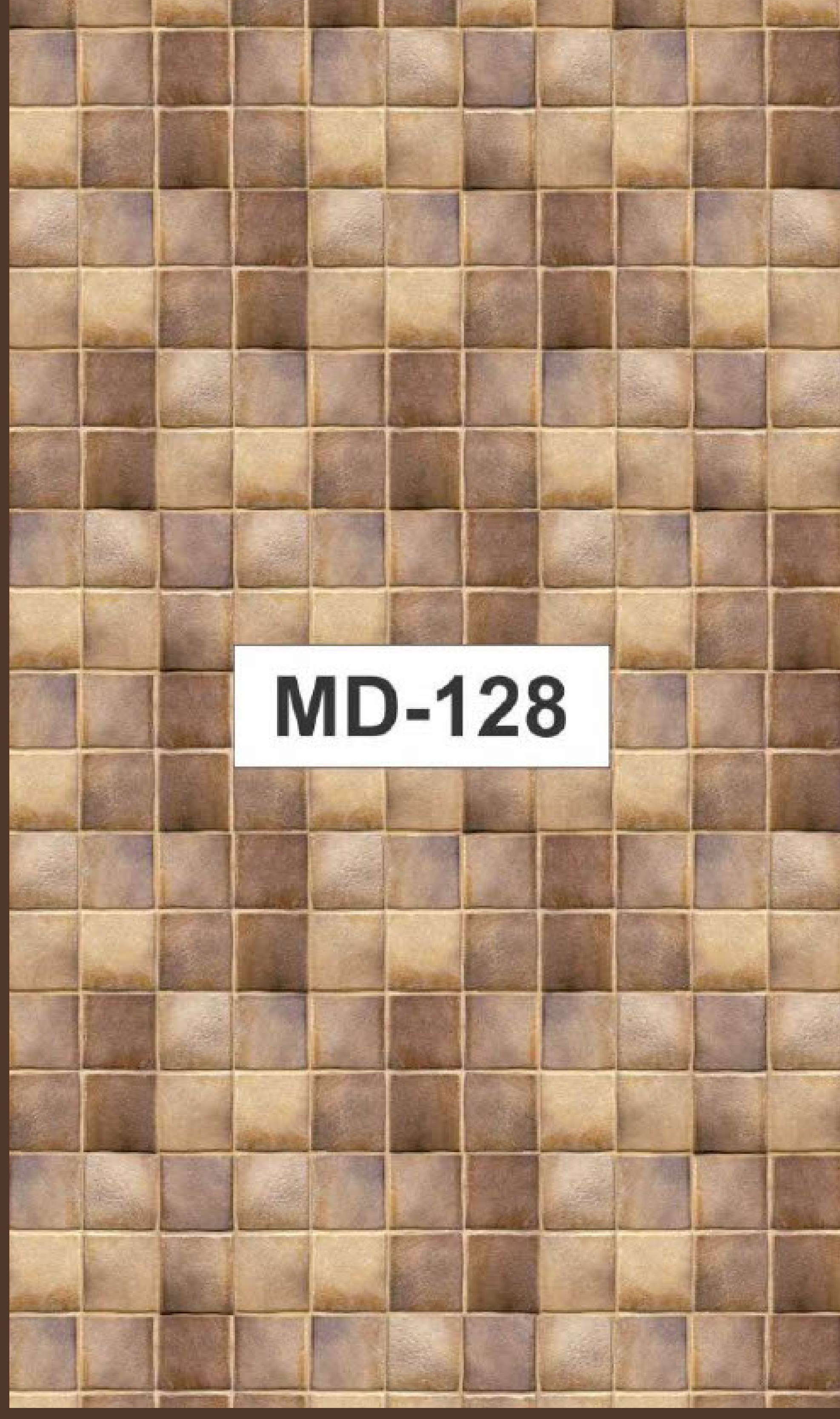 Way To Zero Terracotta Mosaic digital laminate, a warm brown and tan mosaic tile pattern in a woven basket-weave layout