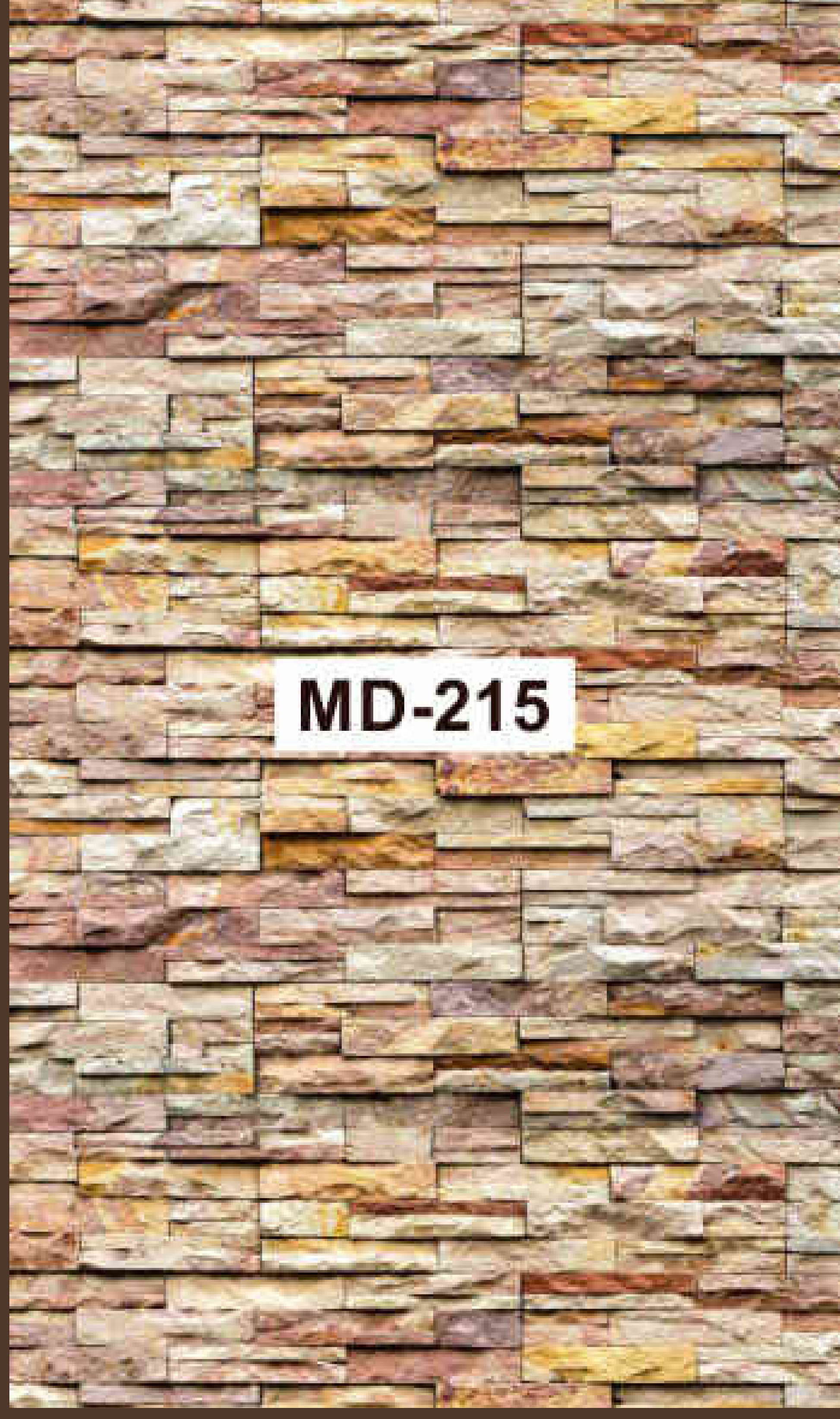 Way To Zero Canyon Ledgestone digital laminate, a warm tan-rust stacked ledgestone pattern with a dimensional stone-wall look