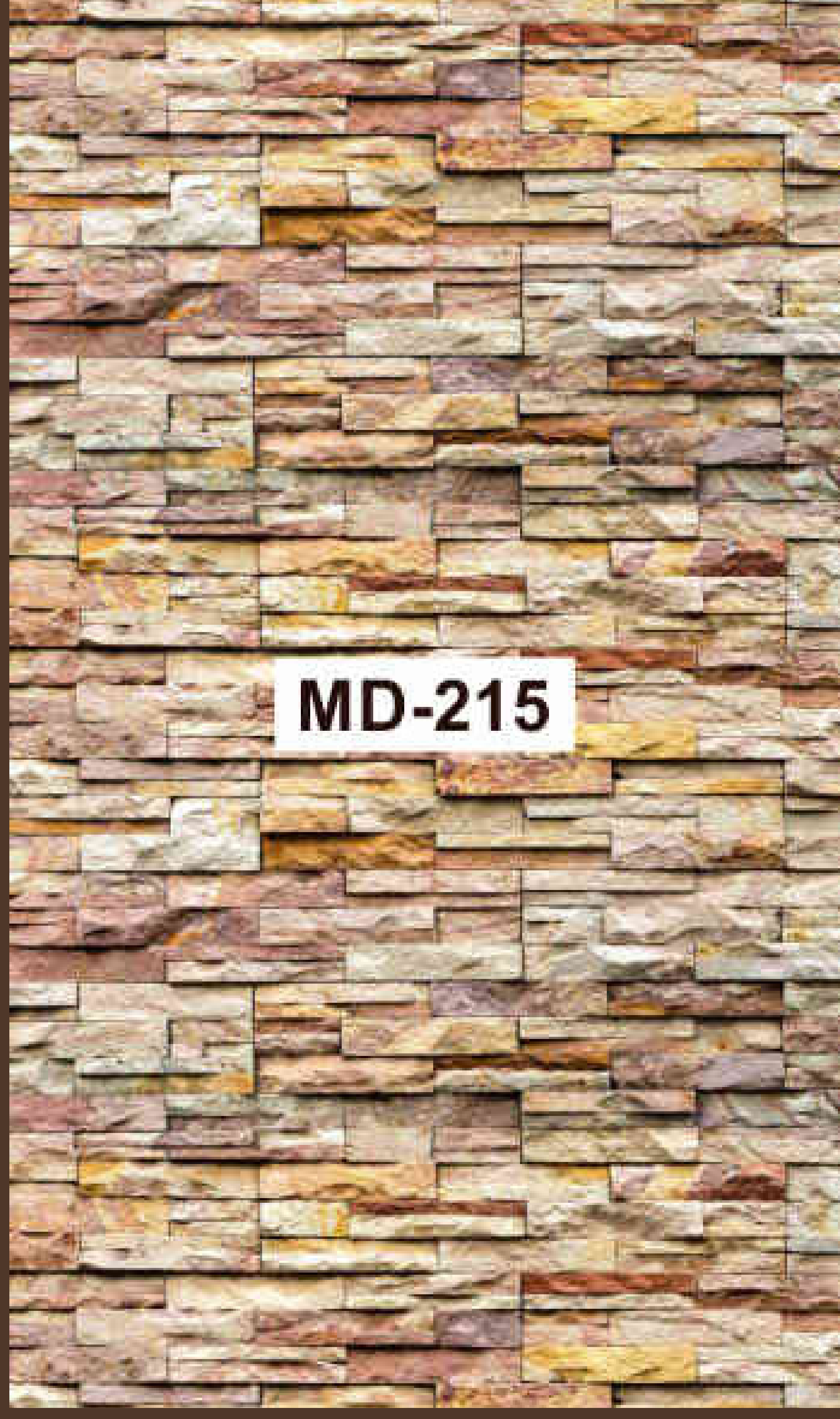 Way To Zero Canyon Ledgestone digital laminate, a warm tan-rust stacked ledgestone pattern with a dimensional stone-wall look