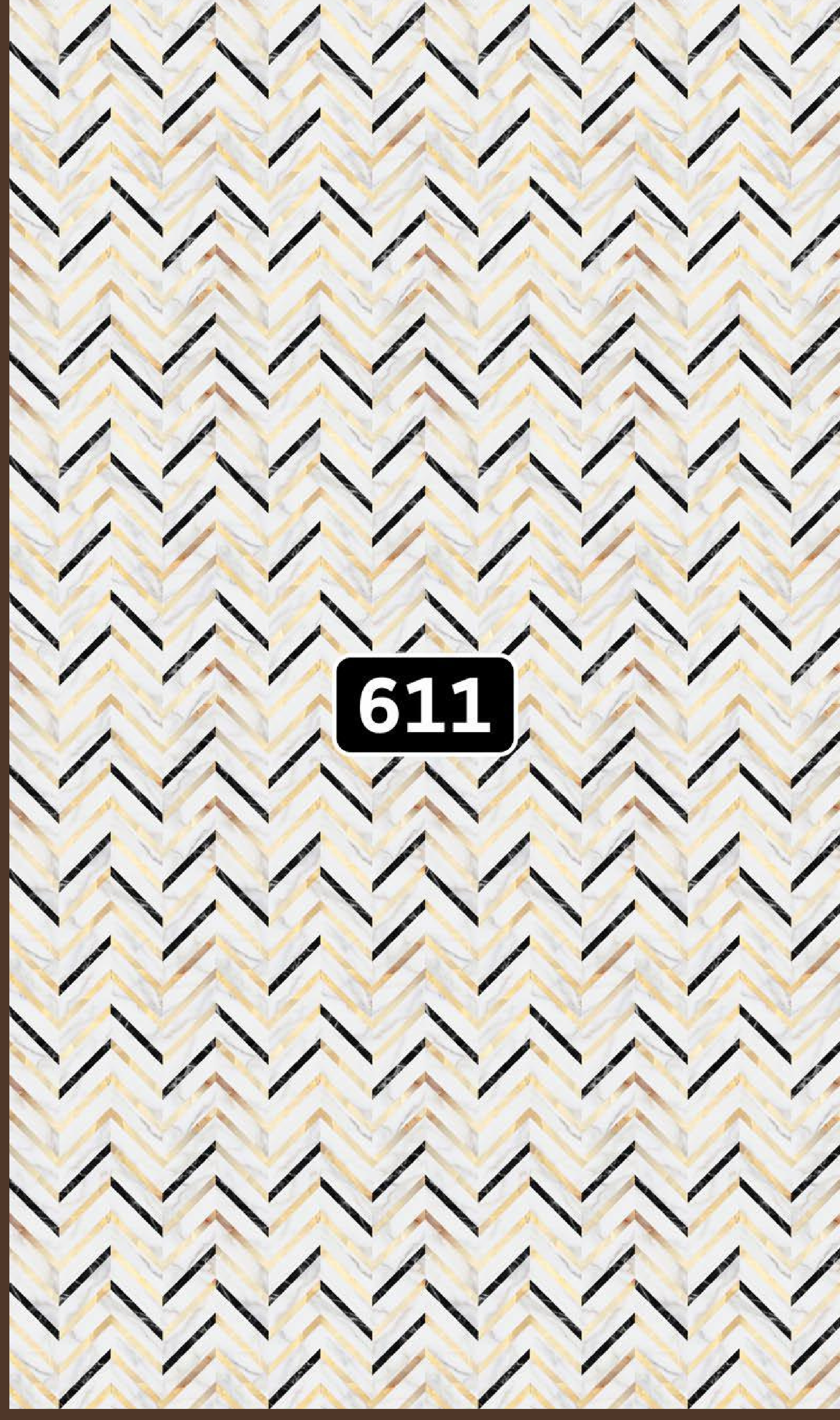 Way To Zero Herringbone Onyx Mosaic digital laminate, a herringbone chevron mosaic in white-grey marble with black and gold accent strips
