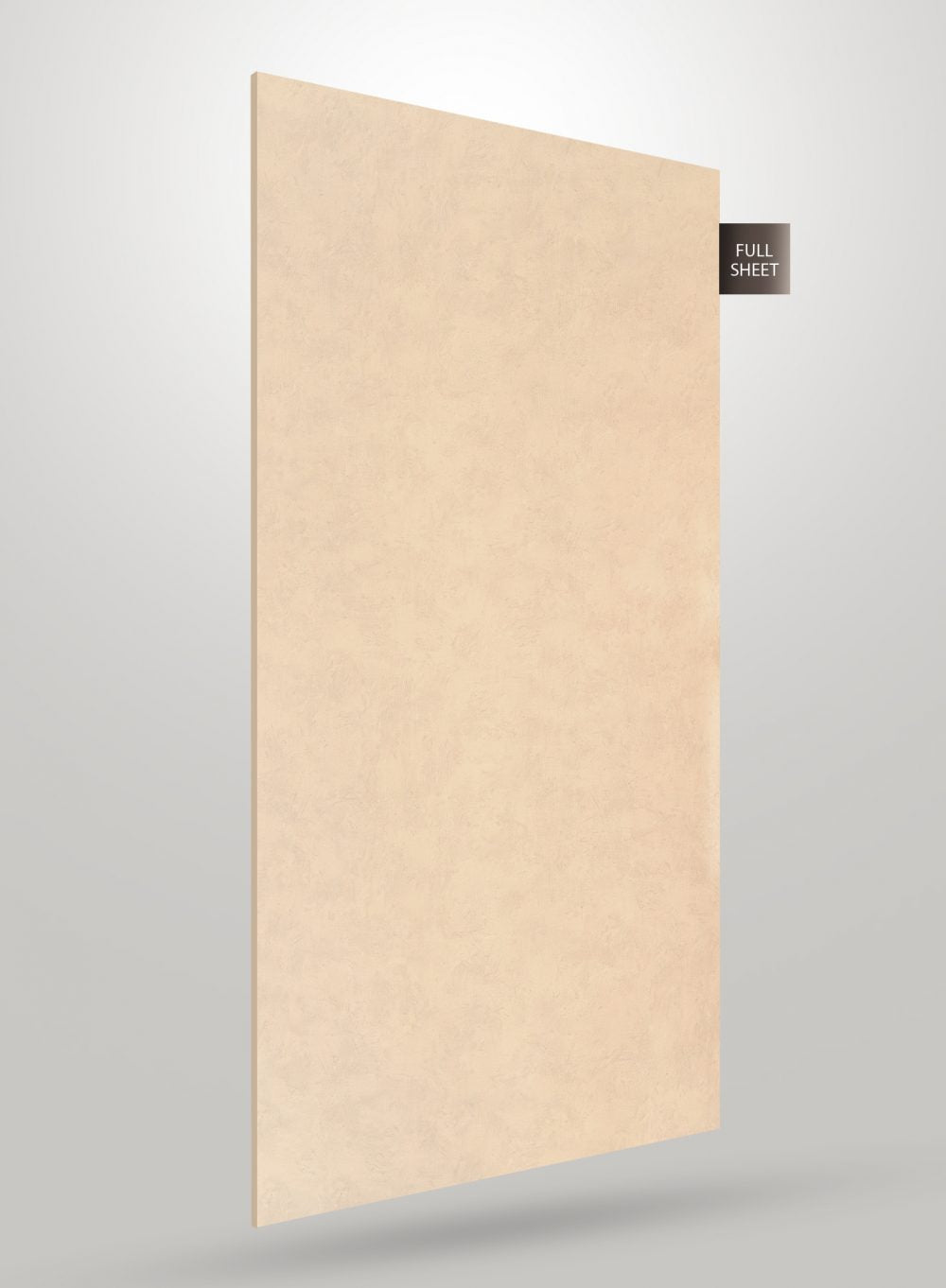 Beige matte laminate sheet with subtle texture and smooth finish displayed as full sheet against a grey background.
