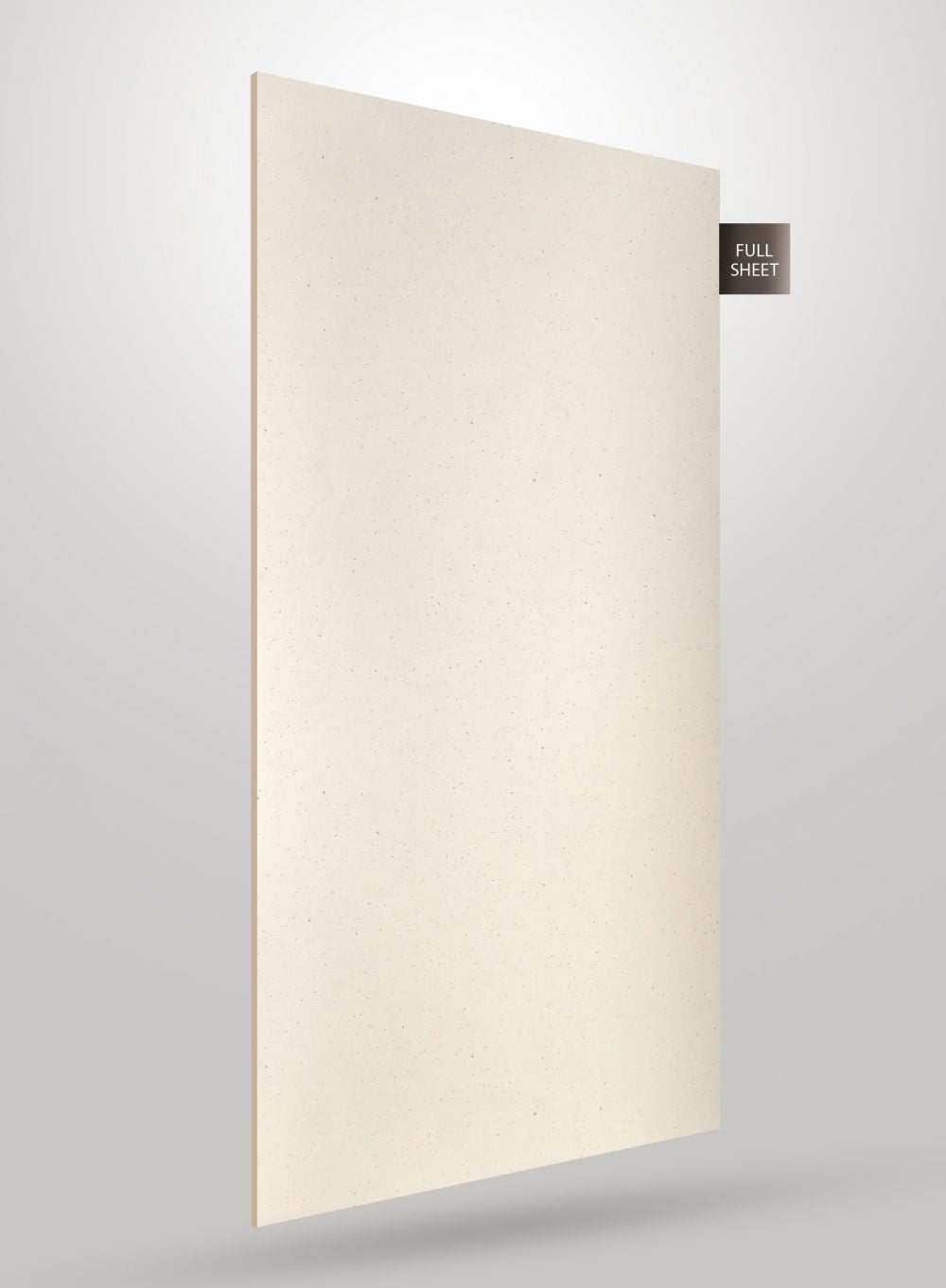 Ivory matte laminate sheet with speckled pattern and subtle texture, labeled full sheet on gray background.