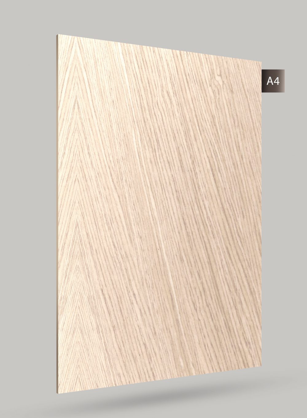 Beige wood grain decorative laminate with matte finish and visible wood texture and grain pattern on grey background.