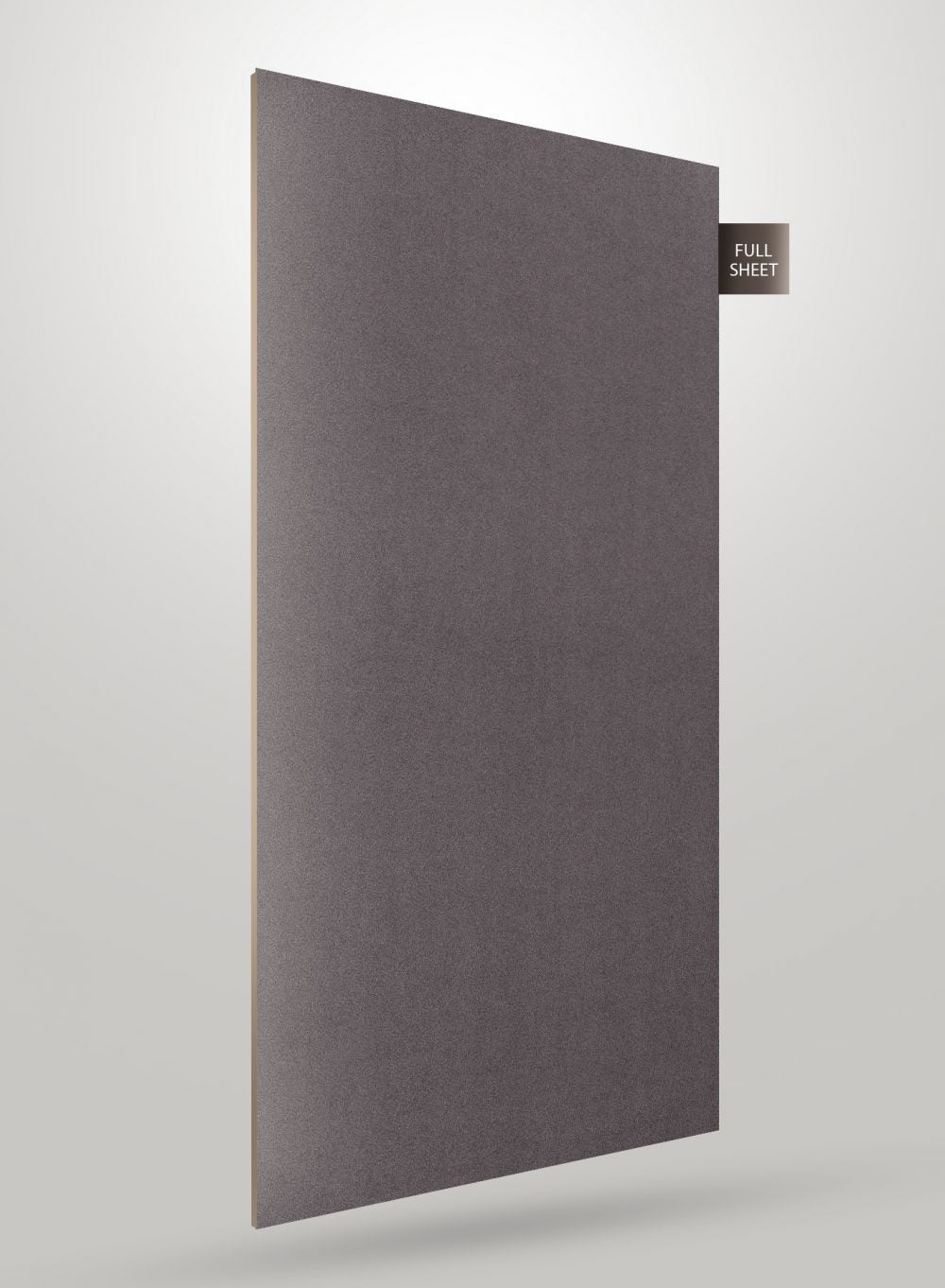 Matte grey leather laminate sheet with textured finish and subtle grain visible on full sheet surface.