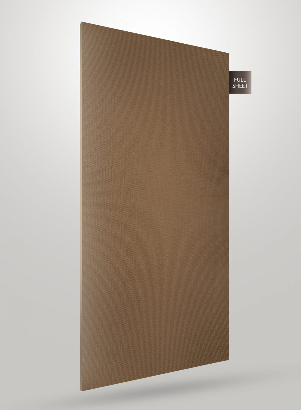 Matte brown laminate sheet with textured finish and subtle grain visible on full sheet surface.