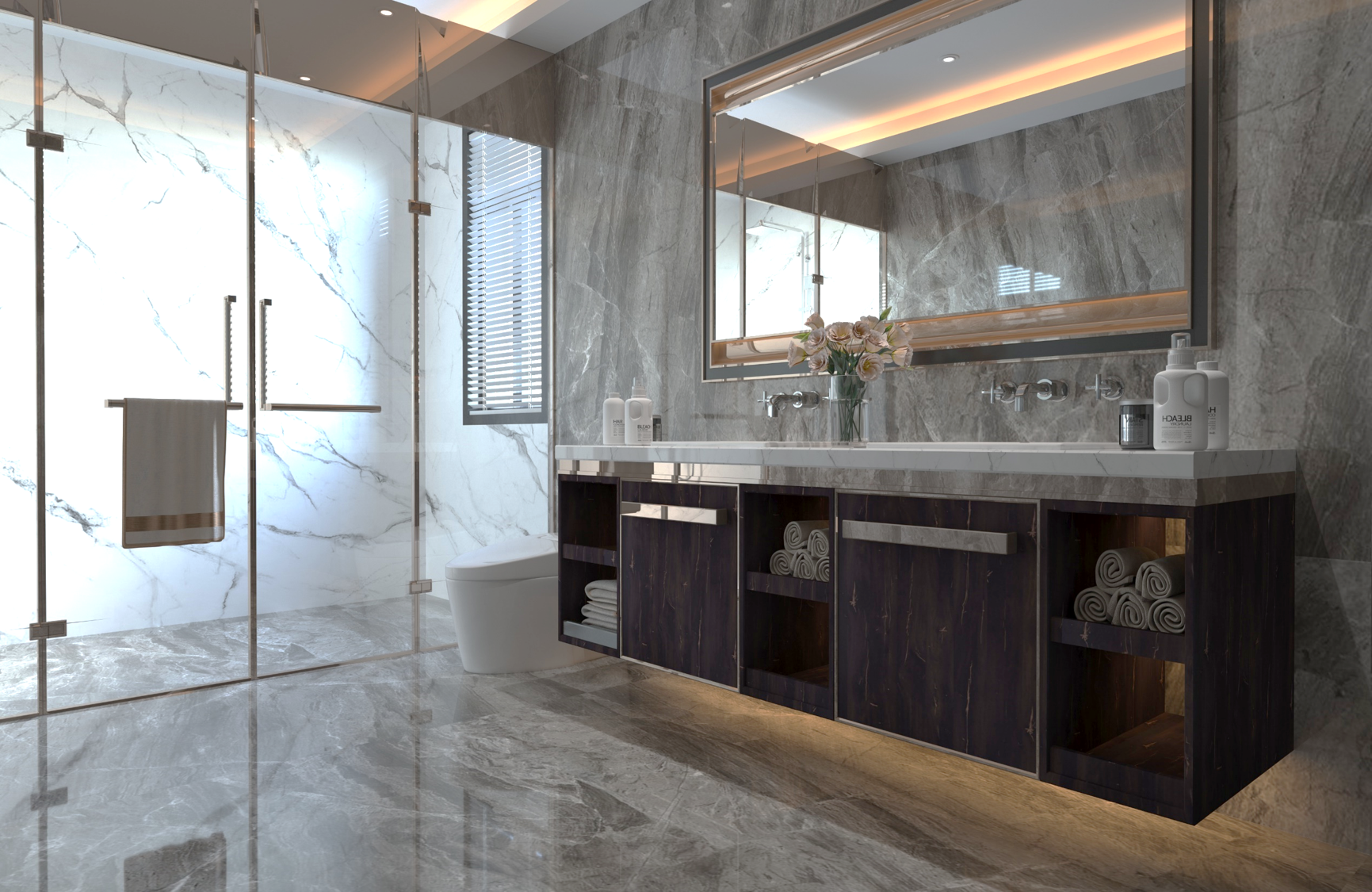 Brown wood grain decorative laminate with matte finish, showing wood texture and grain pattern, for interior design