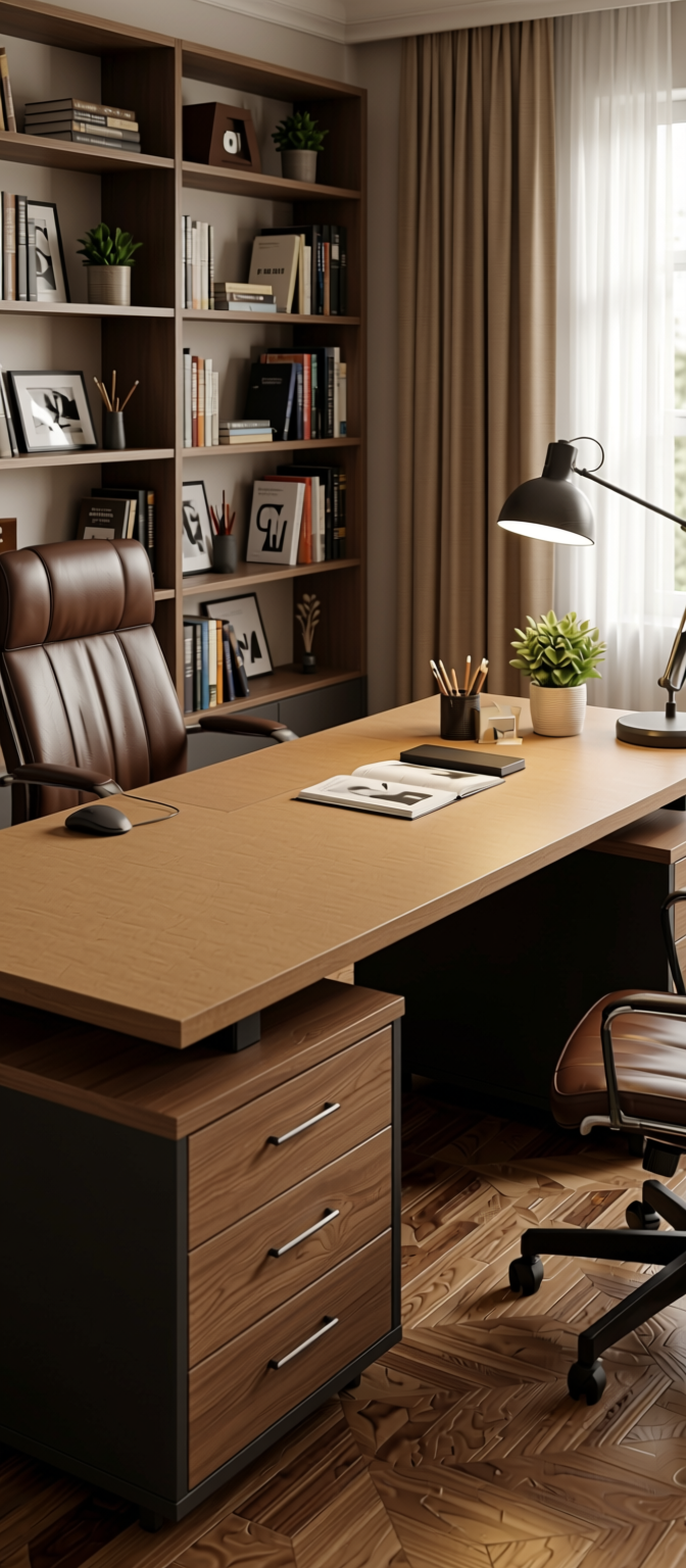 Brown Paper Plain Laminate 8x4 ft Texture 0.8 mm - 54143 A — application view in a study room