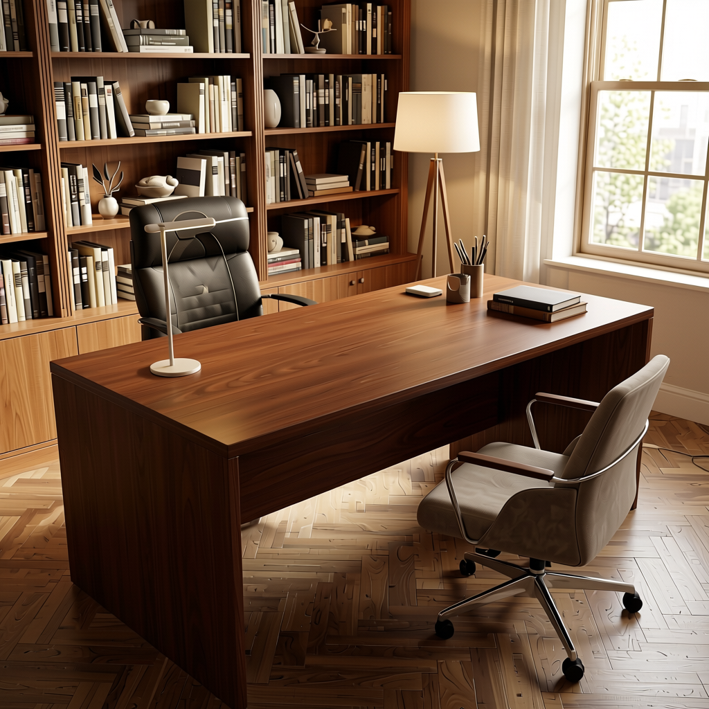 Brown Paper Plain Laminate 8x4 ft Texture 1 mm - 4136 A — application view in a study room