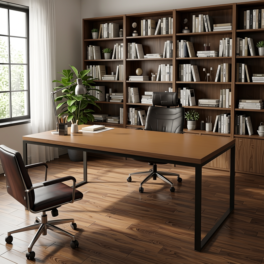 Brown Paper Plain Laminate 8x4 ft Texture 1 mm - 4146 A — application view in a study room