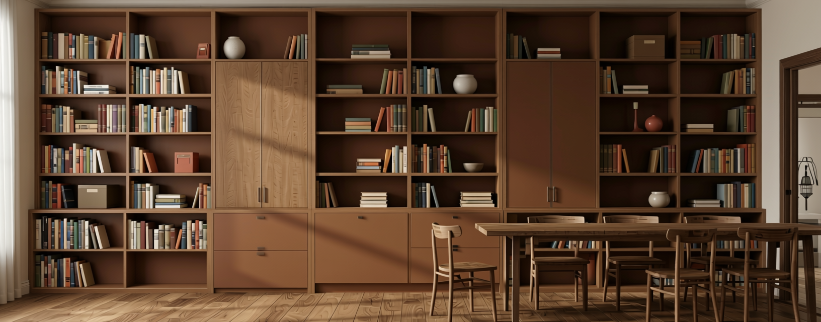 Brown Paper Plain Laminate 8x4 ft Texture 0.8 mm - 5901 SF — application view in a rustic study