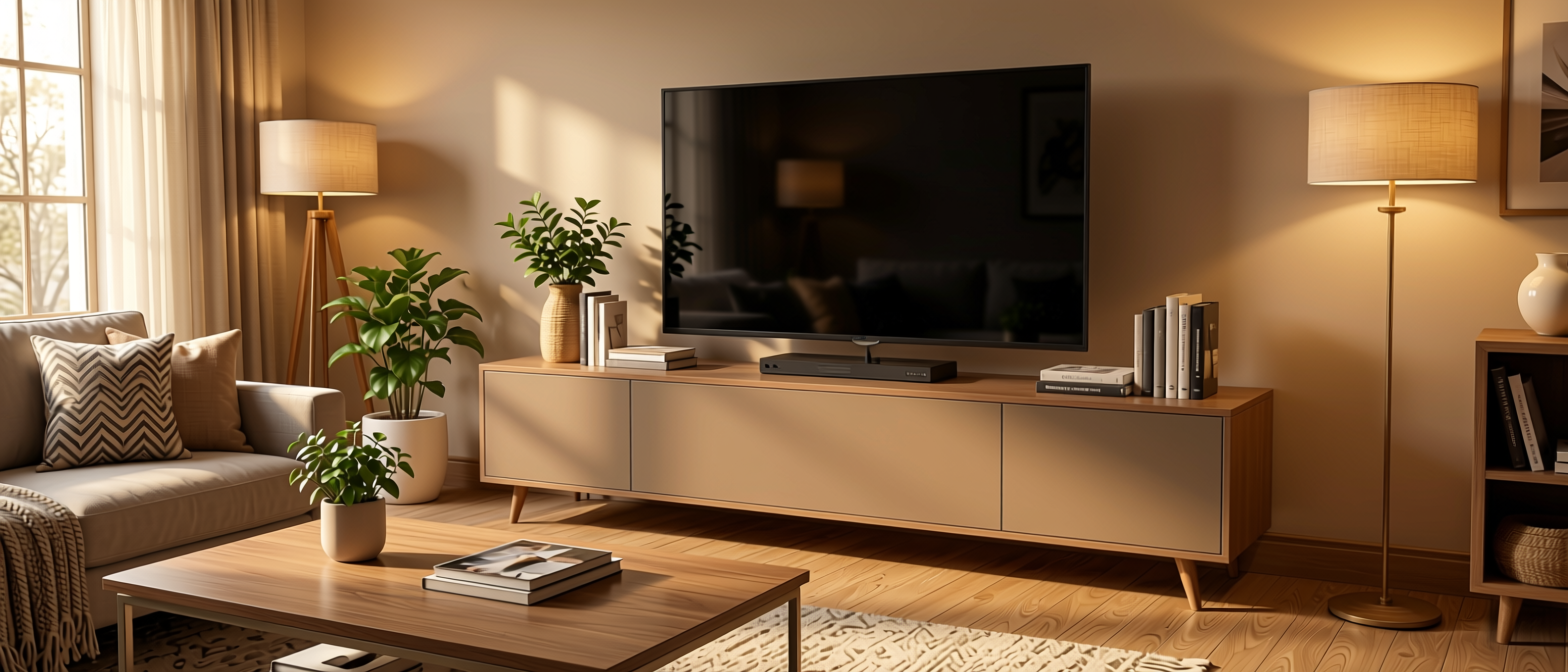 Cappuccino Plain Laminate 8x4 ft Texture 0.8 mm - 54142 SF — application view in a warm living room