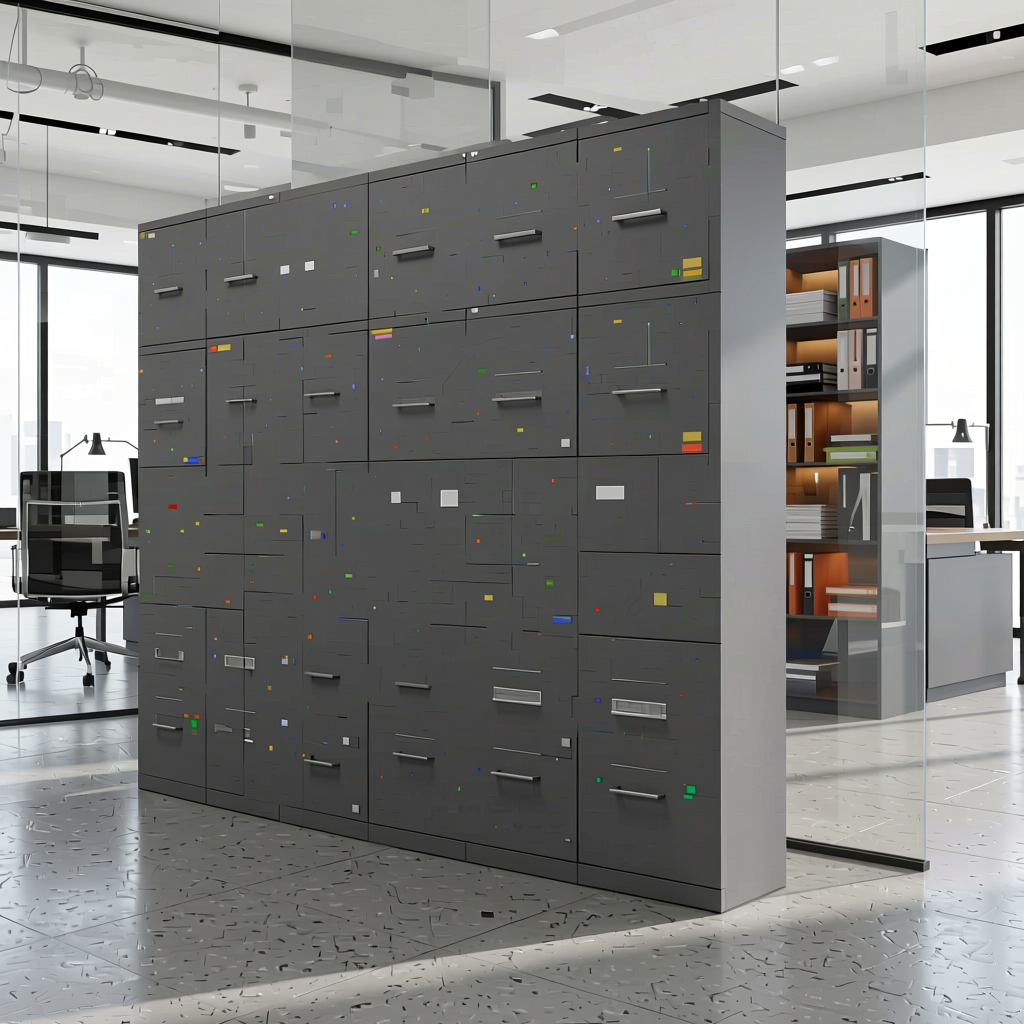 155 Carbon Grey Plain Laminate 8x4 ft Matte 1 mm - 4122 A — application view in a contemporary office