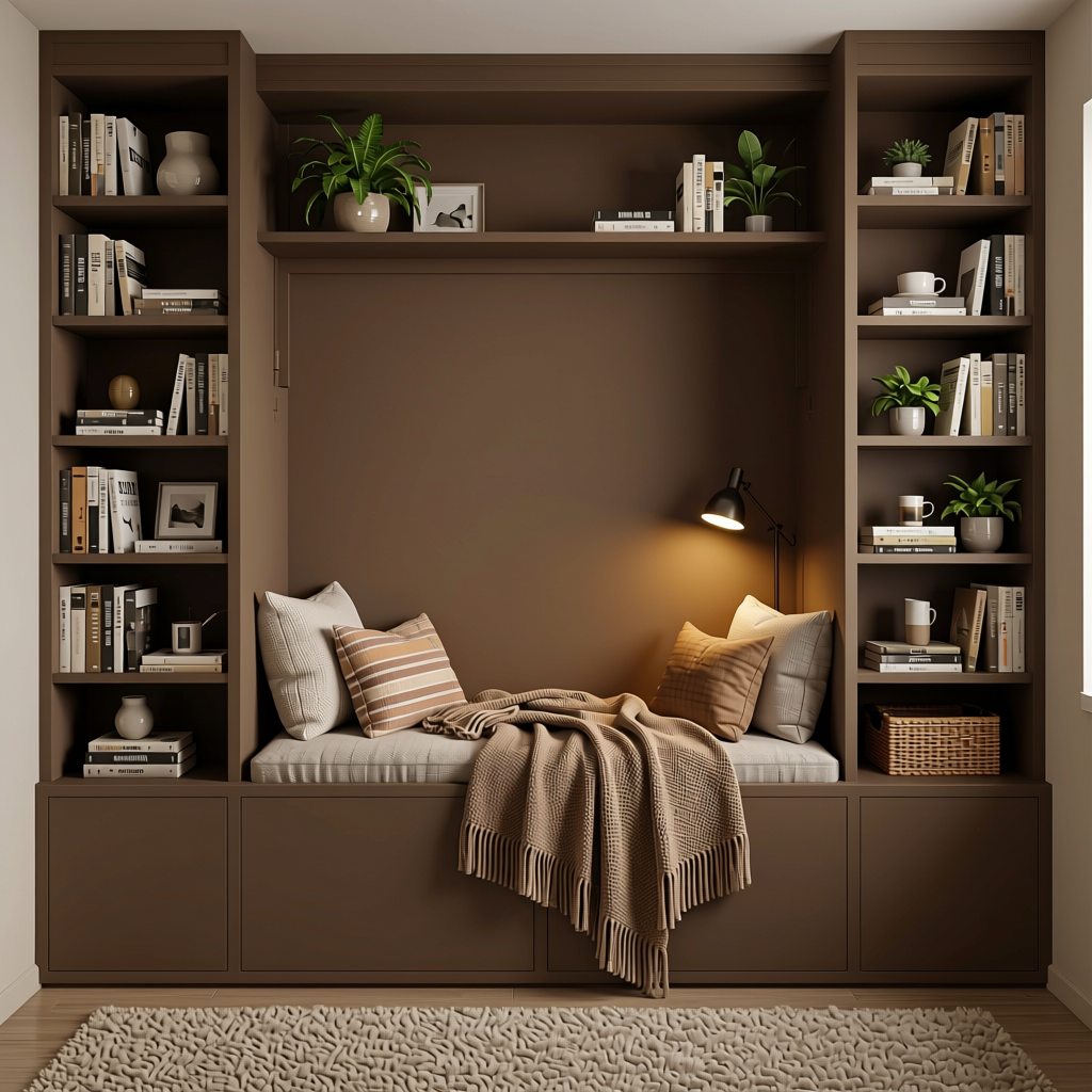 155 Java Plain Laminate 8x4 ft Matte 0.8 mm - 54717 A — application view in a cozy reading nook