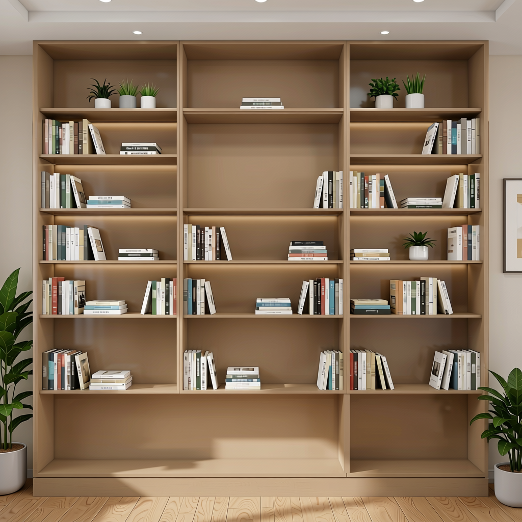 Beige Brown Plain Laminate 8x4 ft High Gloss 0.8 mm - 54141 A — application view in a study