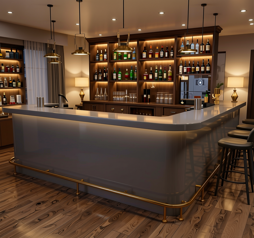 Brown Paper Plain Laminate 8x4 ft High Gloss 0.8 mm - 54151 A — application view in a home bar