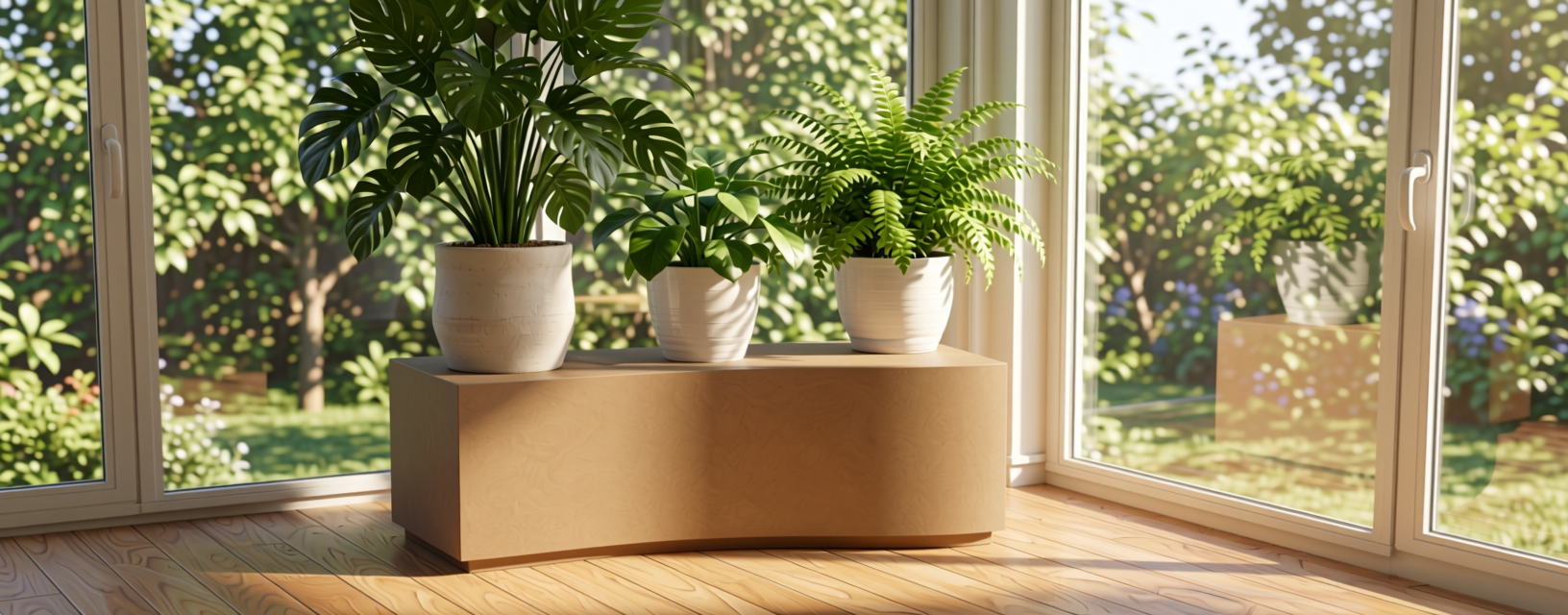 Tan Plain Laminate 8x4 ft Texture 0.8 mm - 54141 SF — application view in a relaxed sunroom