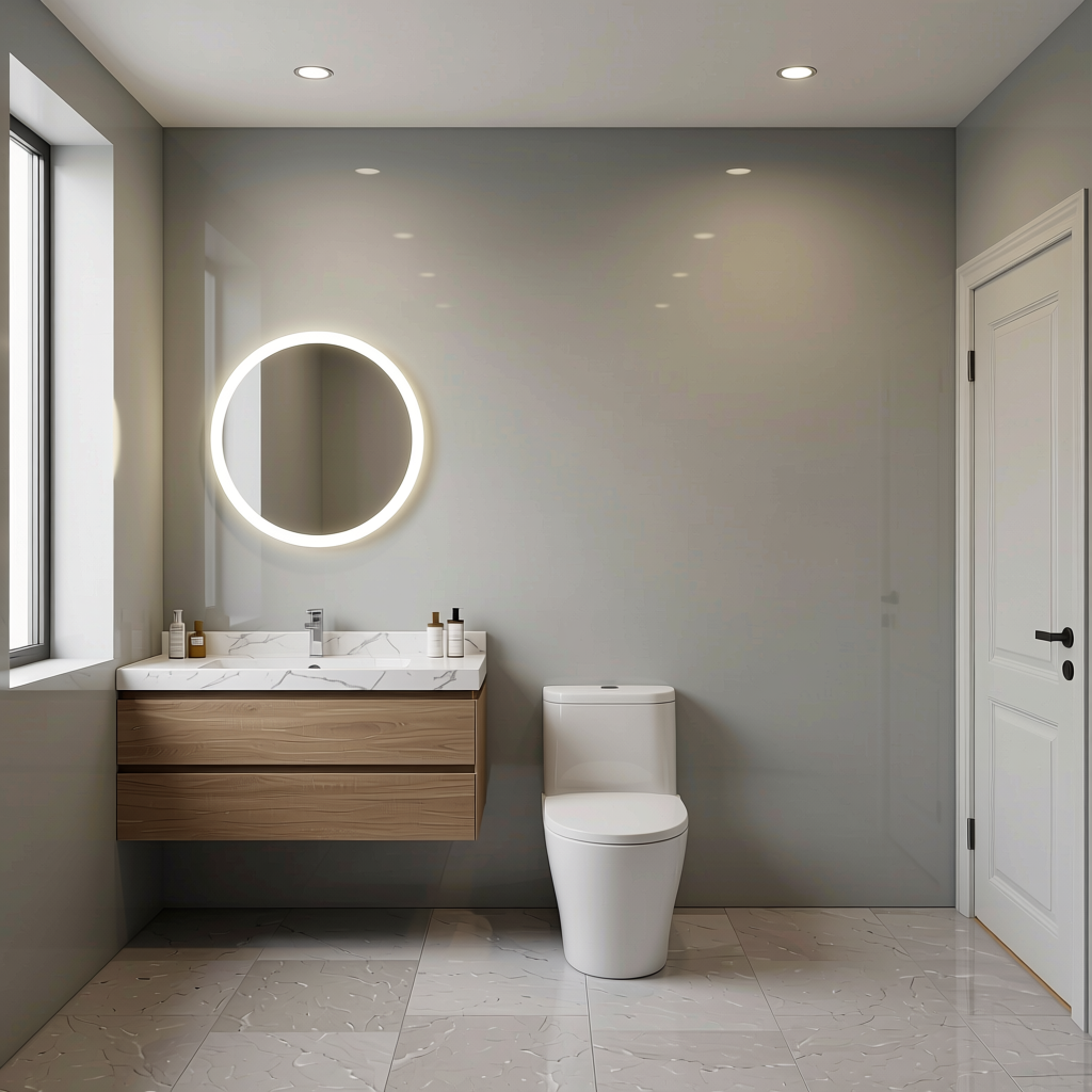 Acroglass 4313 Plain Colors Wall Panel 8*4 ft High Gloss 1.0 mm - ACR-4313 — application view in a bathroom