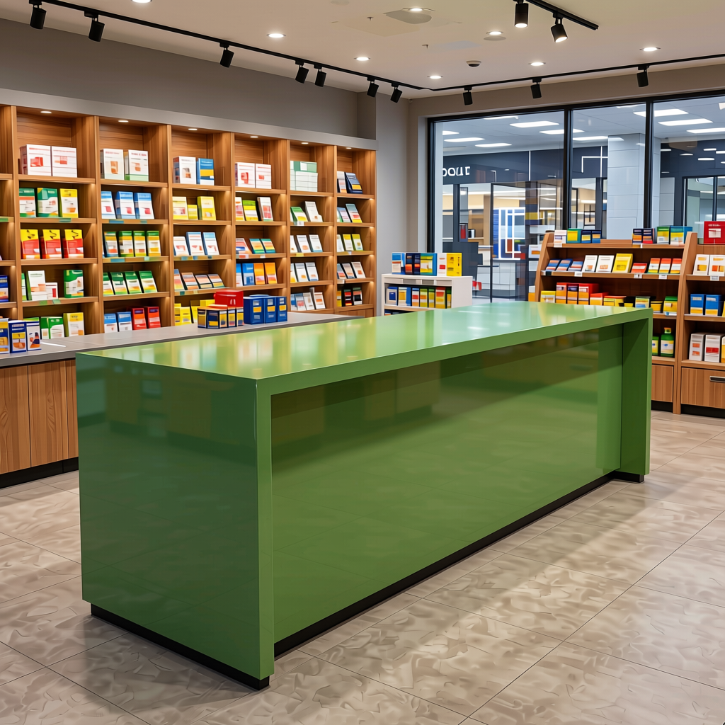 Acroglass 4329 Plain Colors Wall Panel 8*4 ft High Gloss 1.0 mm - ACR-4329 — application view in a retail store