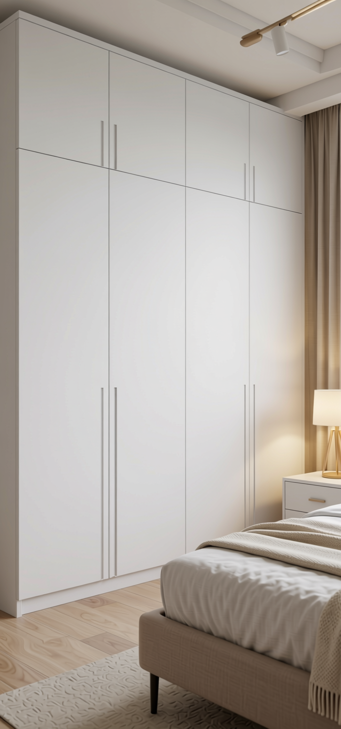 Absolute White Plain Laminate 8x4 ft Matte 1 mm - UL 660 — application view in a minimalist bedroom