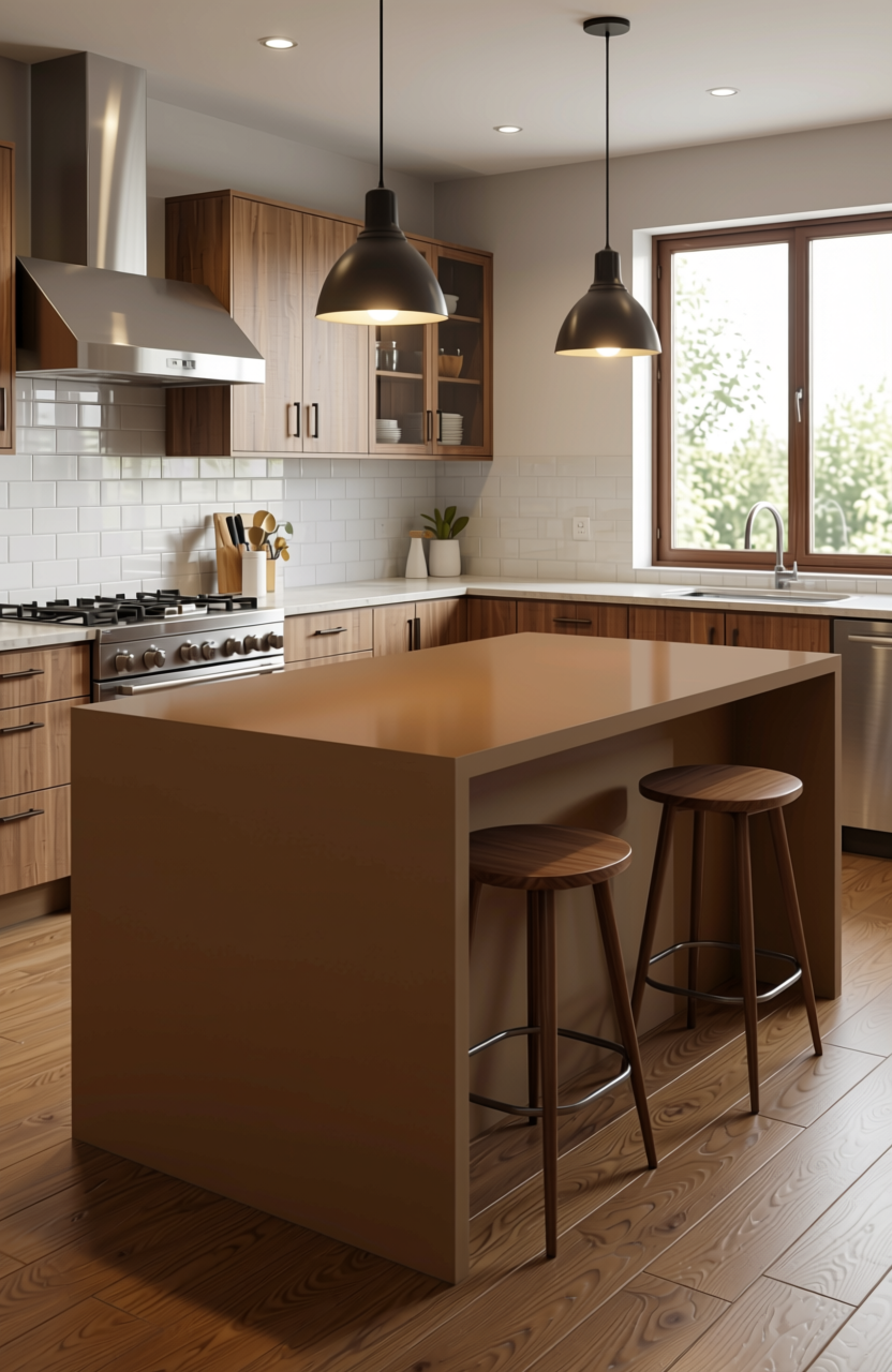 Brew Plain Laminate 8x4 ft High Gloss 1 mm - DG 665 — application view in a kitchen