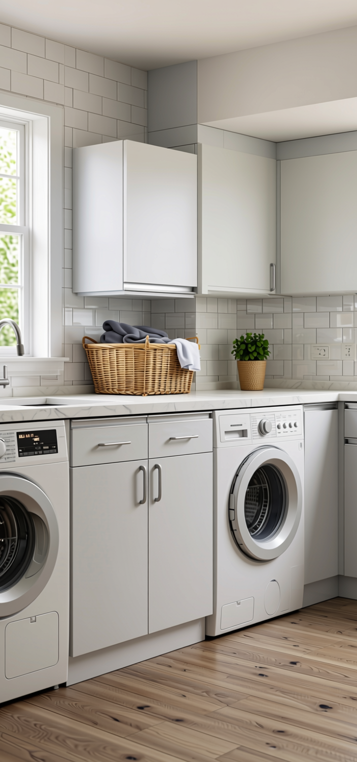 Frost White Plain Laminate 8x4 ft Matte 1 mm - UL 662 — application view in a clean laundry room