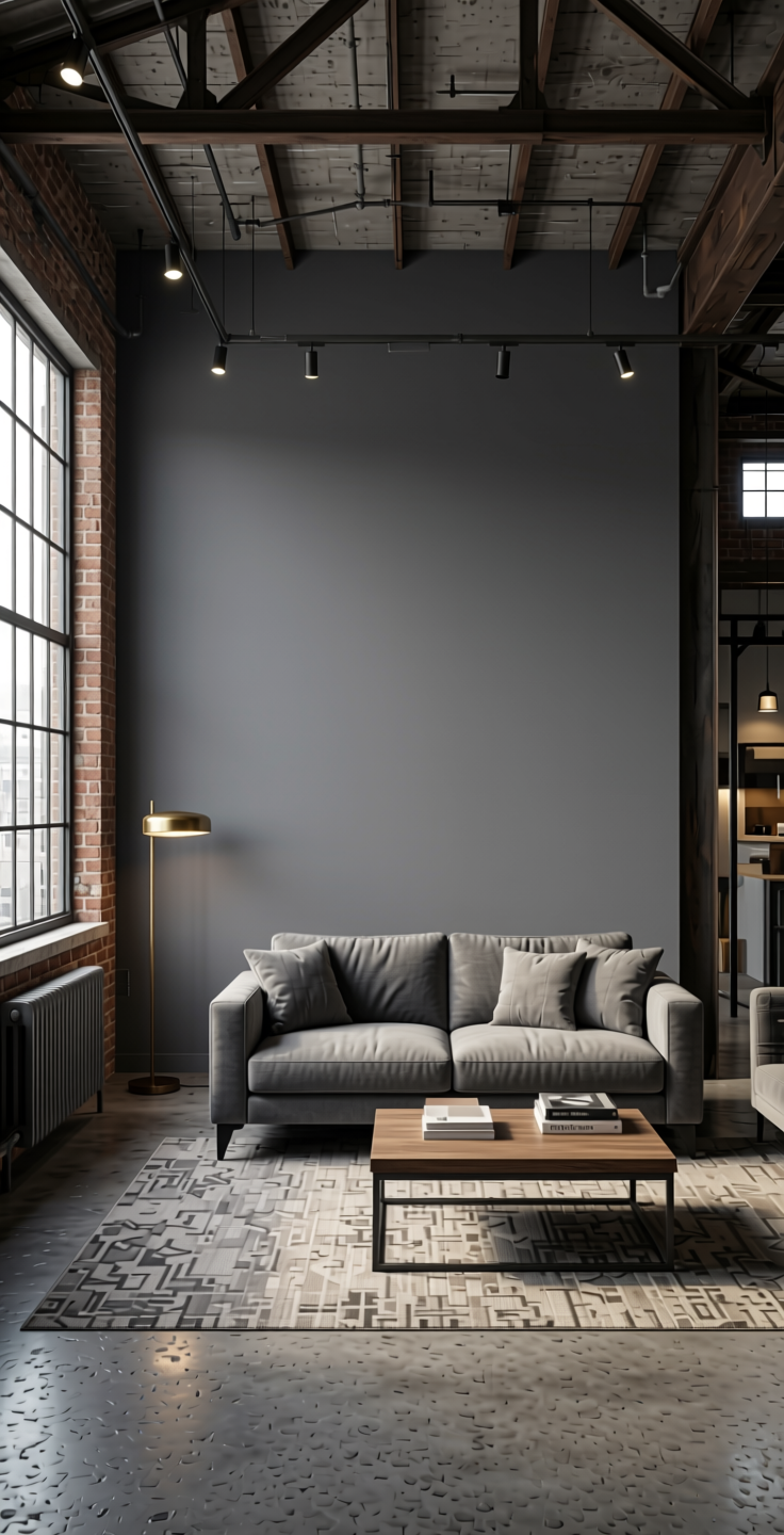 Gothic Grey Plain Laminate 8x4 ft Matte 1 mm - UL 668 — application view in a industrial loft