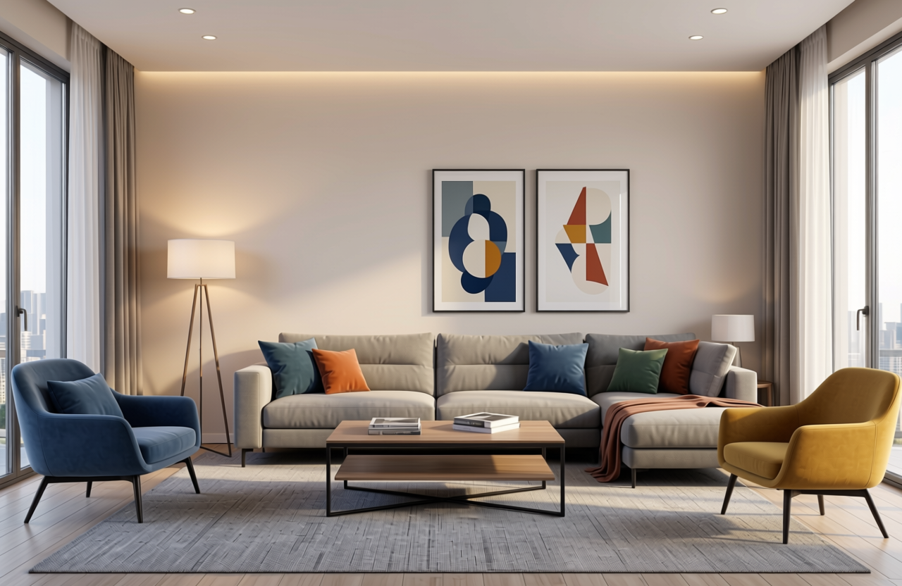 Ceramic Plain Laminate 8x4 ft Texture 1 mm - 669 UL — application view in a modern living room
