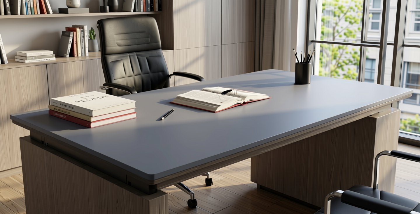 Slate Grey Plain Laminate 8x4 ft Texture 1 mm - 631 UCO — application view in a modern study