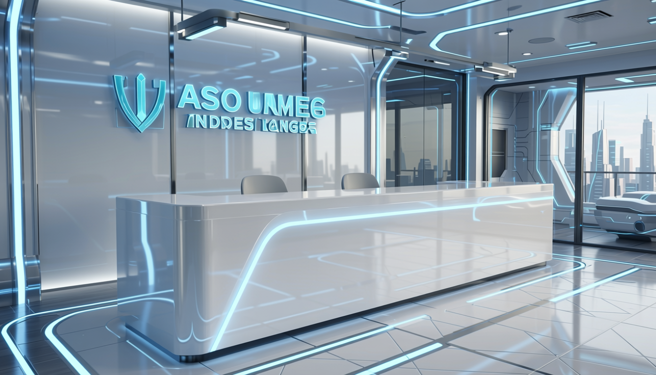White Metallic Plain Laminate 8x4 ft Glossy 1 mm - 5124 DG — application view in a futuristic office