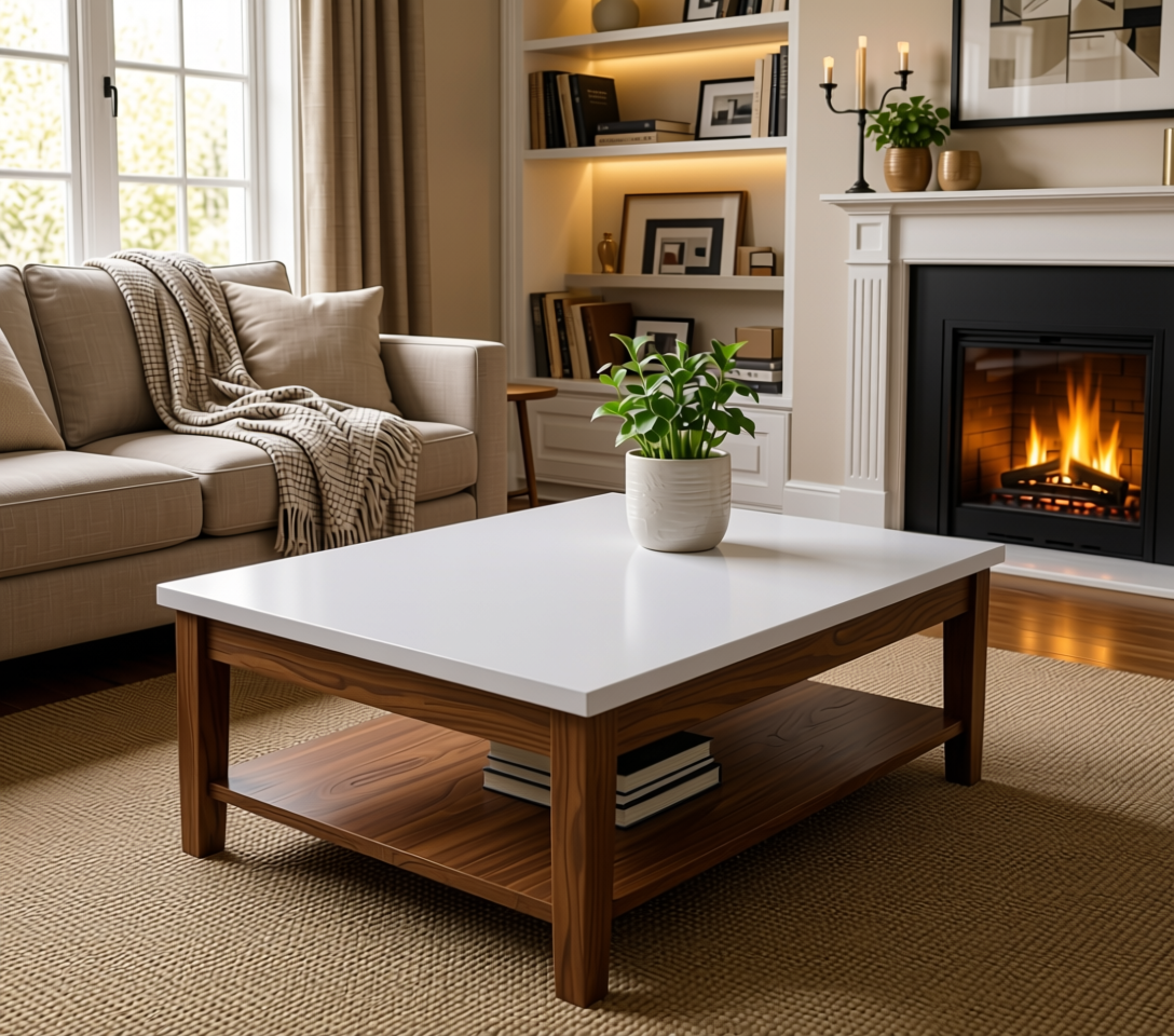 Wool White Plain Laminate 8x4 ft Texture 0.9 mm - 538 EM — application view in a cozy living room