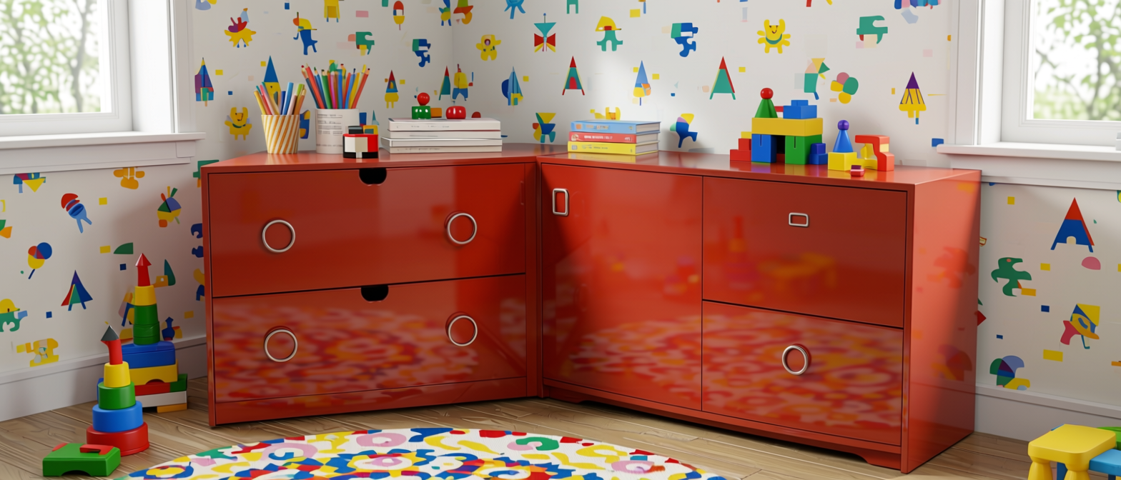 Poppy Plain Laminate 8x4 ft Glossy 1 mm - 623 DG — application view in a playful kids room