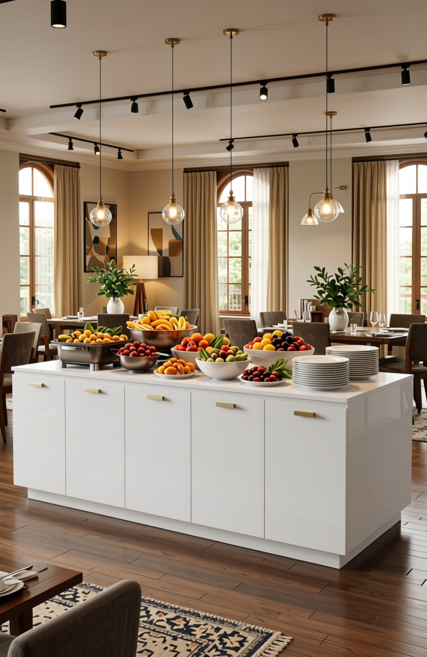 Taj White Plain Laminate 8x4 ft High Gloss 1 mm - DG 675 — application view in a dining room