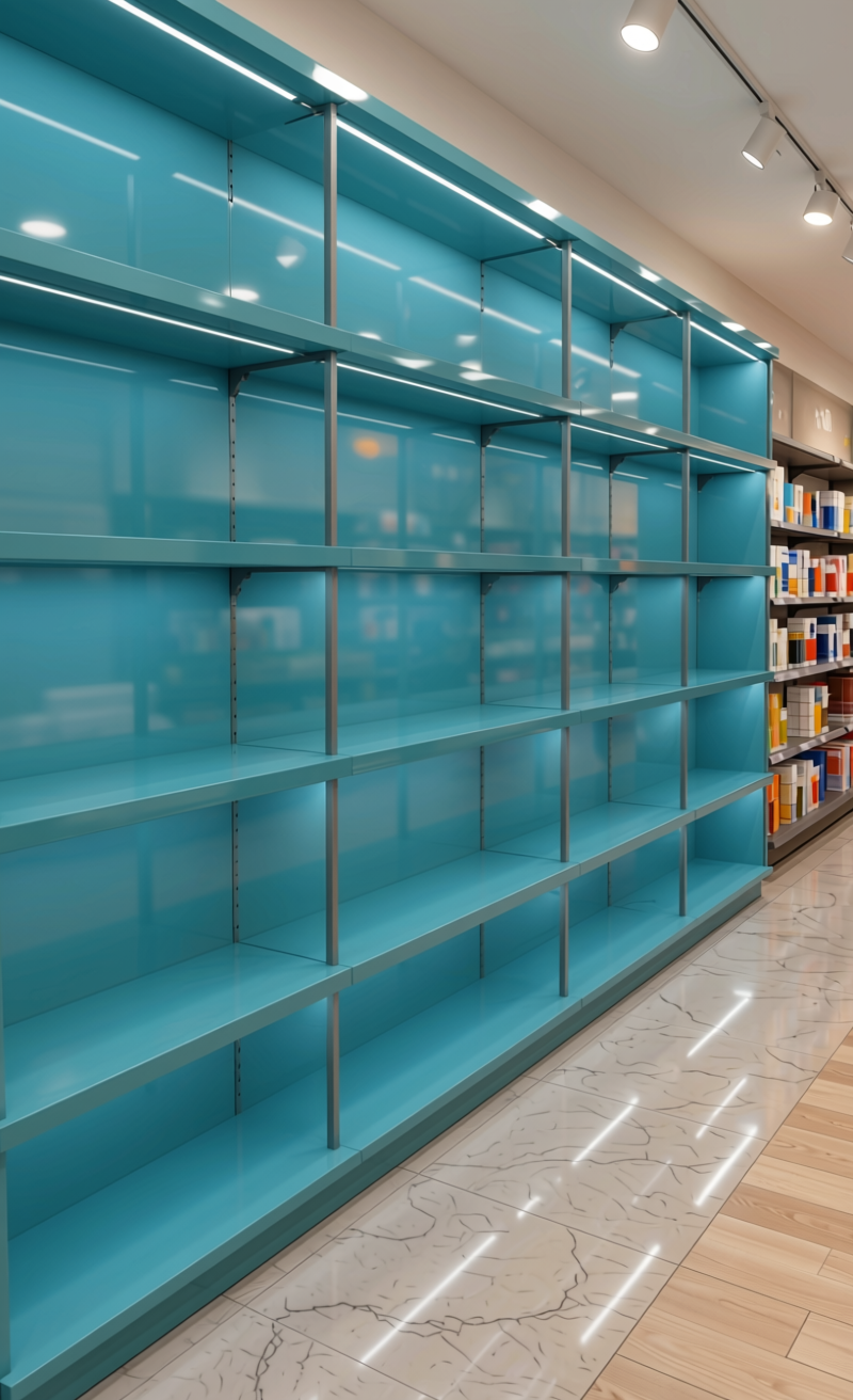 ACRY AXI+ Downy Plain Laminate 8x4 ft High Gloss 1 mm - 169 HGL — application view in a retail store