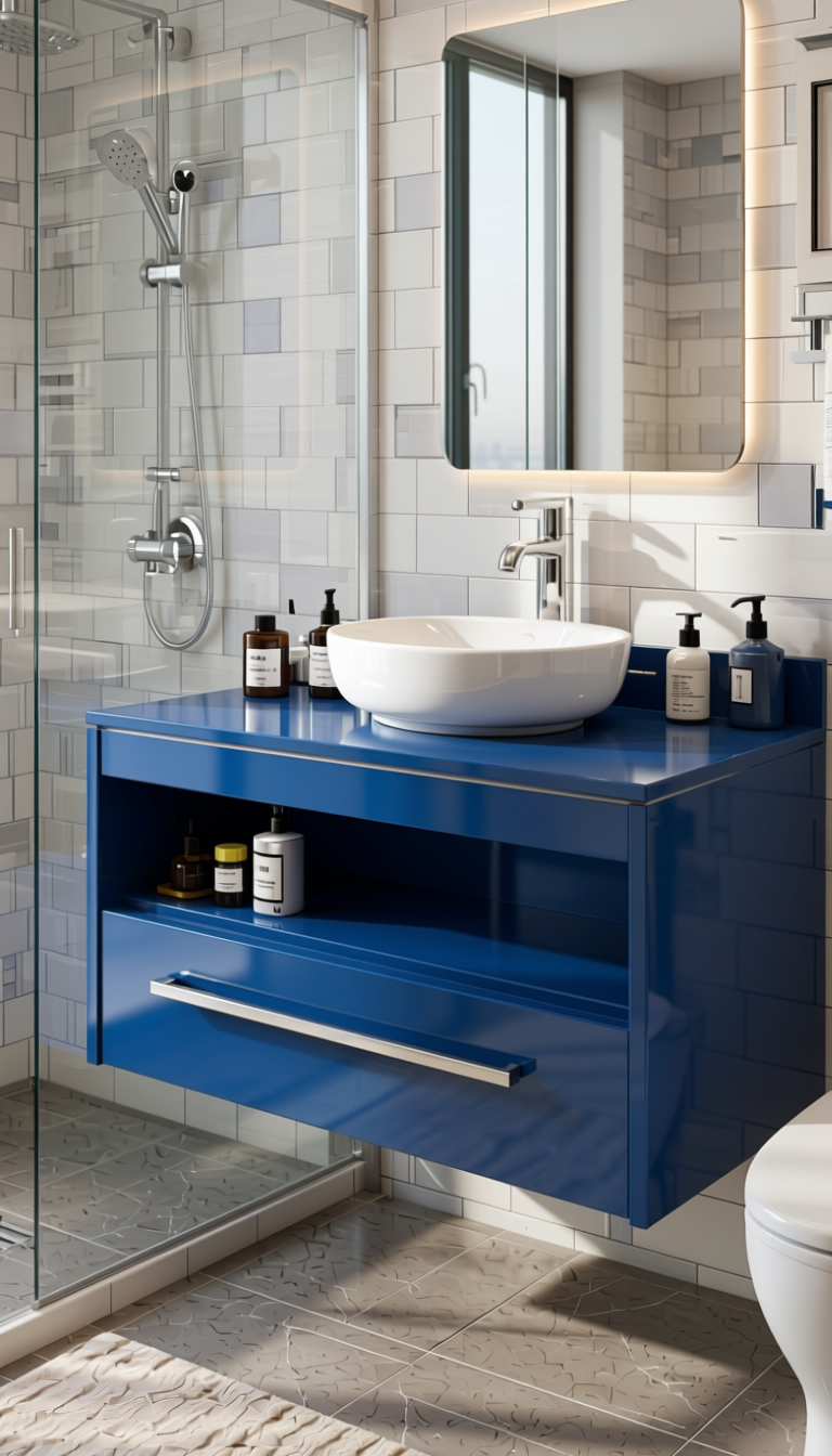 Bay Plain Laminate 8x4 ft High Gloss 1 mm - 8193 HGL — application view in a bathroom