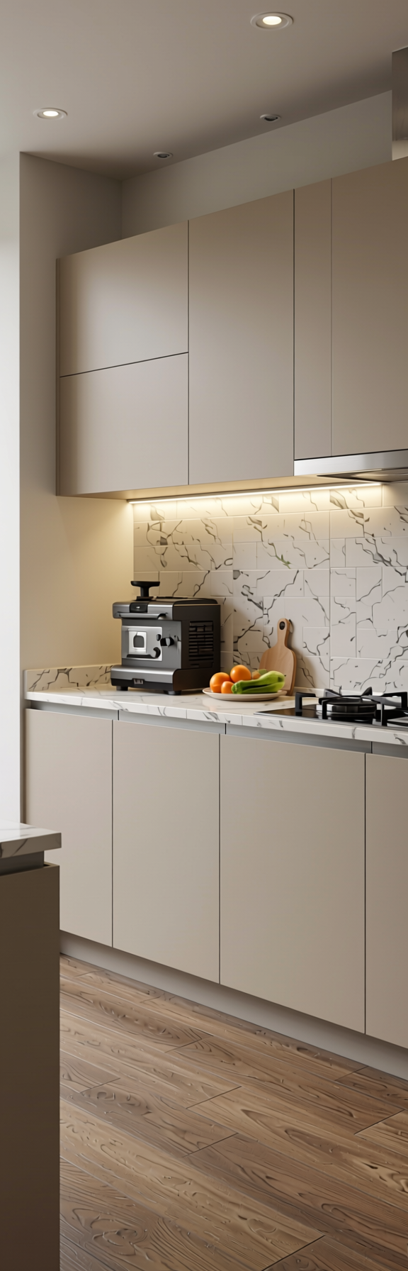 Downy Plain Laminate 8x4 ft Texture 1 mm - 219 SF — application view in a contemporary kitchen