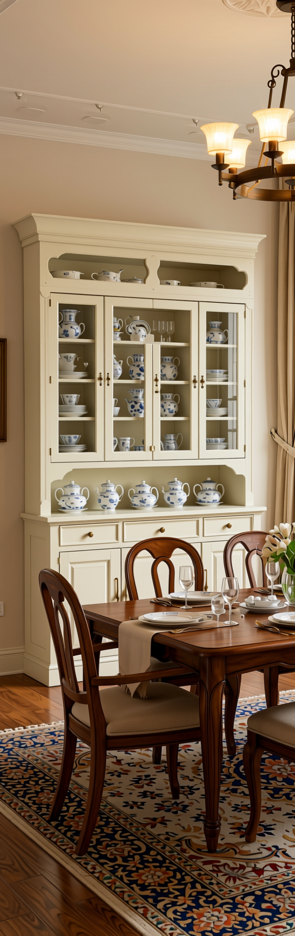 Ivory Plain Laminate 8x4 ft Suede 1 mm - 6119 SF — application view in a classic dining room