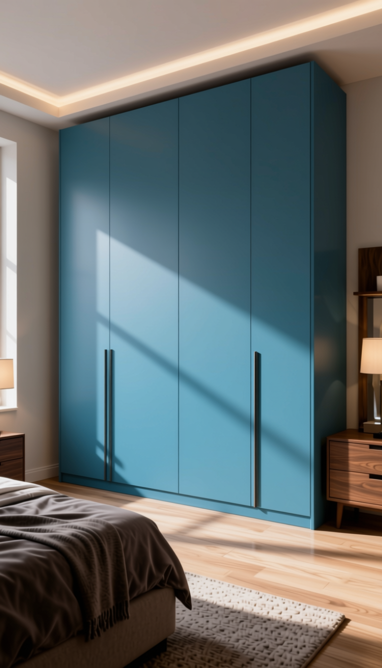 Shore Plain Laminate 8x4 ft Matte 1 mm - 6203 MTS — application view in a sleek bedroom