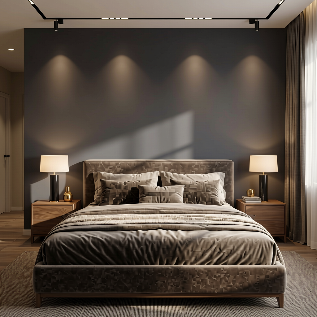 Carving Plain Laminate 8x4 ft Texture 1 mm - LM 11576 — application view in a luxury bedroom