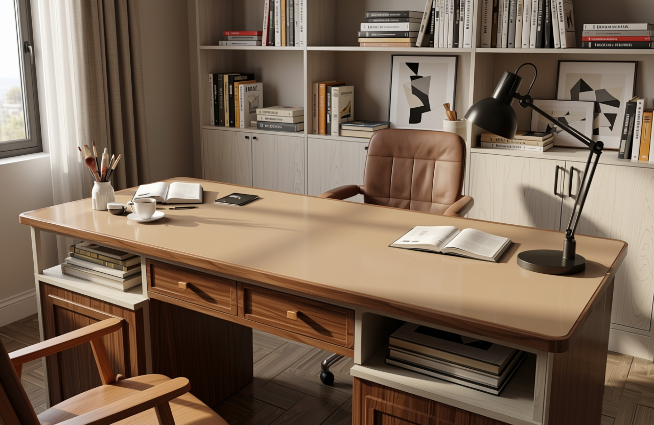 Gobi Dunes Plain Laminate 8x4 ft Texture 1 mm - 7044 MR — application view in a study room