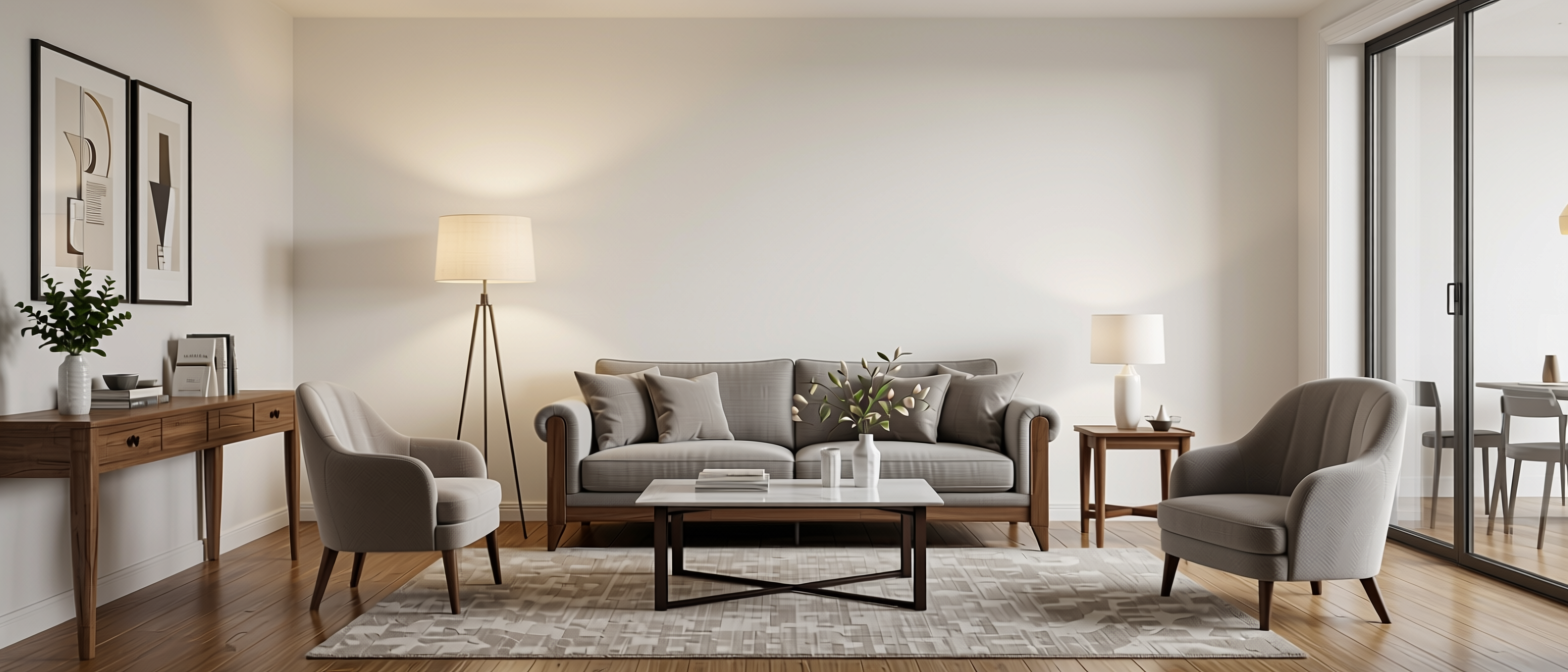 Paris White Plain Laminate 8x4 ft Suede 1 mm - 7001 SF — application view in a elegant living room