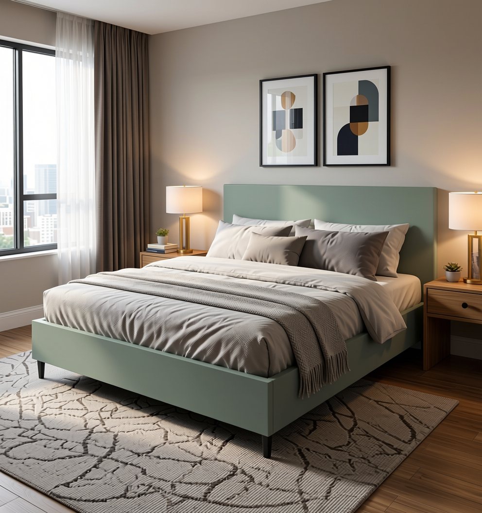Plain Laminate 8x4 ft Matte 1 mm - LM 18384 — application view in a guest room