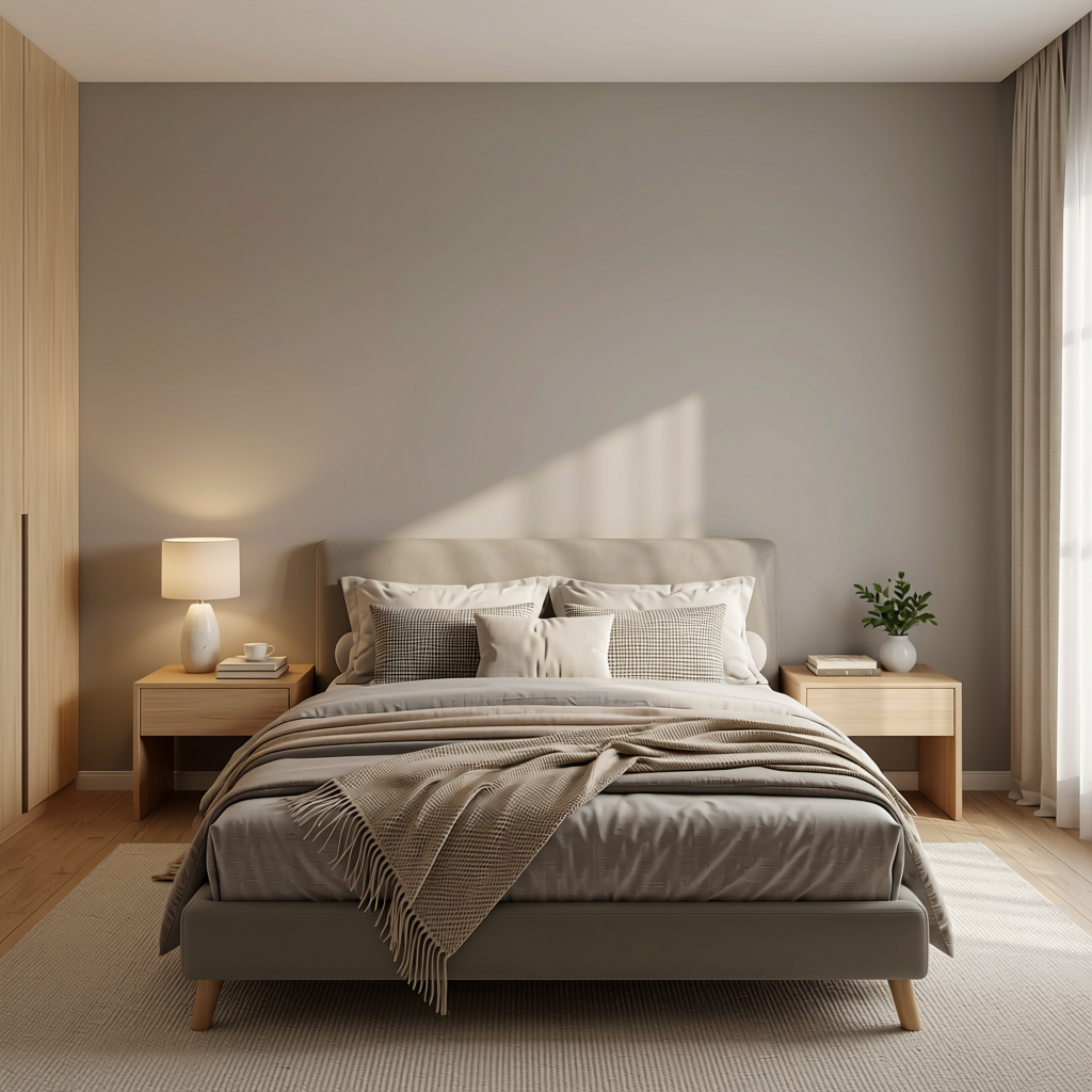 Plain Laminate 8x4 ft Matte 1 mm - LM 18388 — application view in a serene bedroom