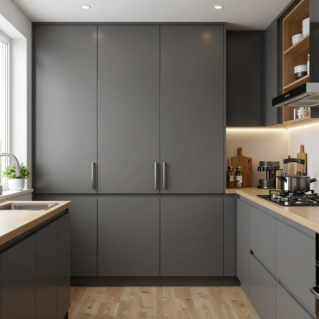 Plain Laminate 8x4 ft Matte 1 mm - LM 18389 — application view in a kitchen