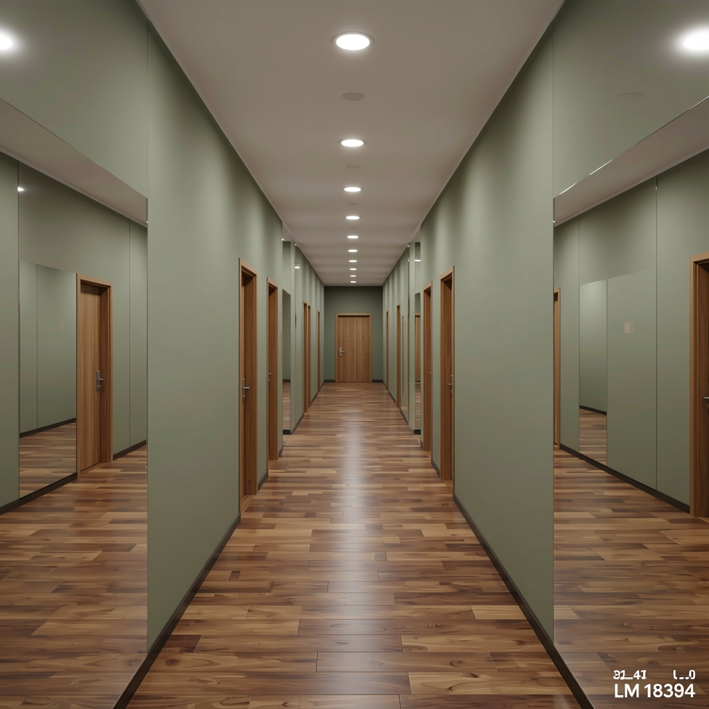Plain Laminate 8x4 ft Matte 1 mm - LM 18394 — application view in a hallway